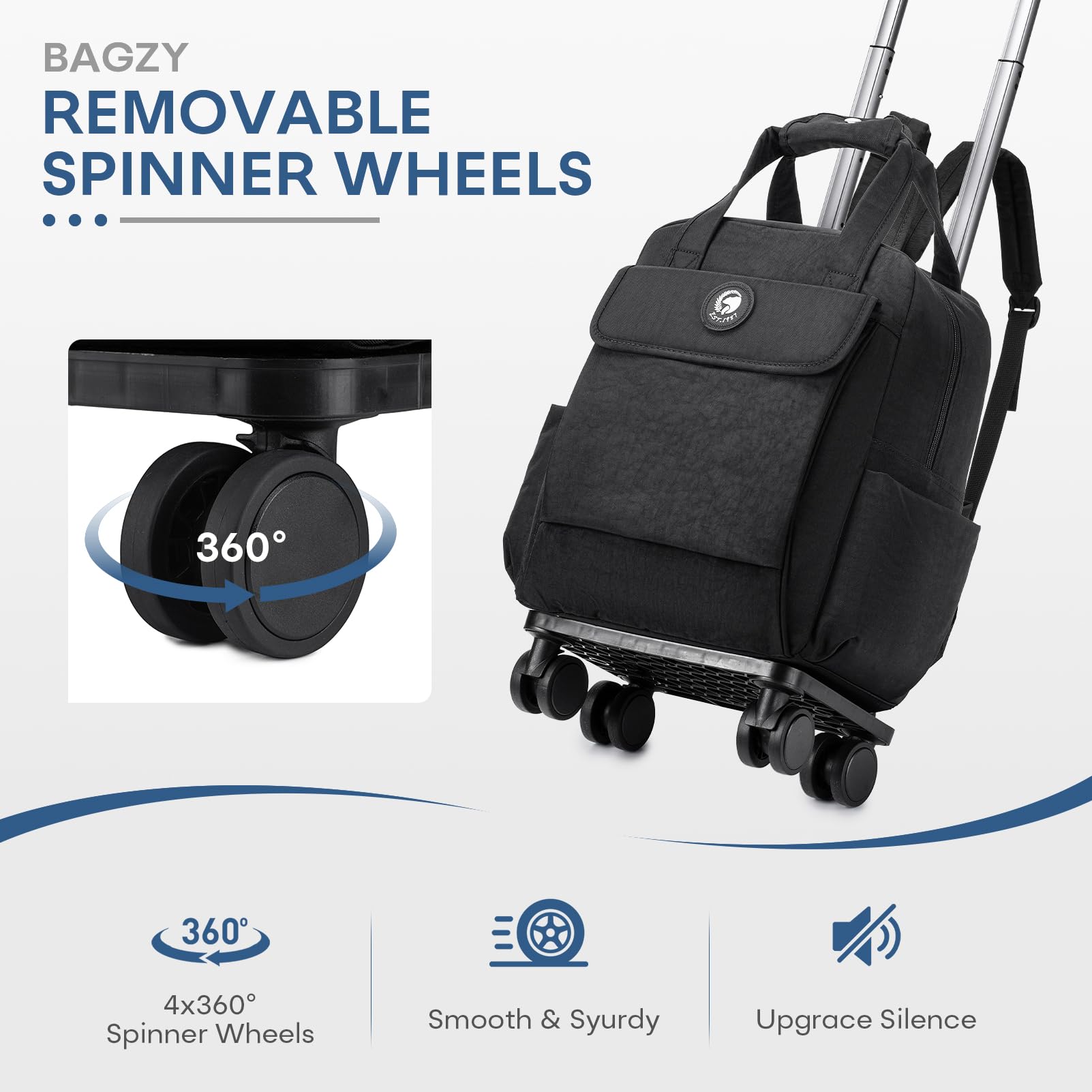 Waterproof Rolling Backpack with Wheels & Laptop Compartment - 25L Travel Backpack for Teachers, Professionals & Students - Durable Carry-On Briefcase for Women & Men | Perfect for Air Travel, Commuting & Campus Use