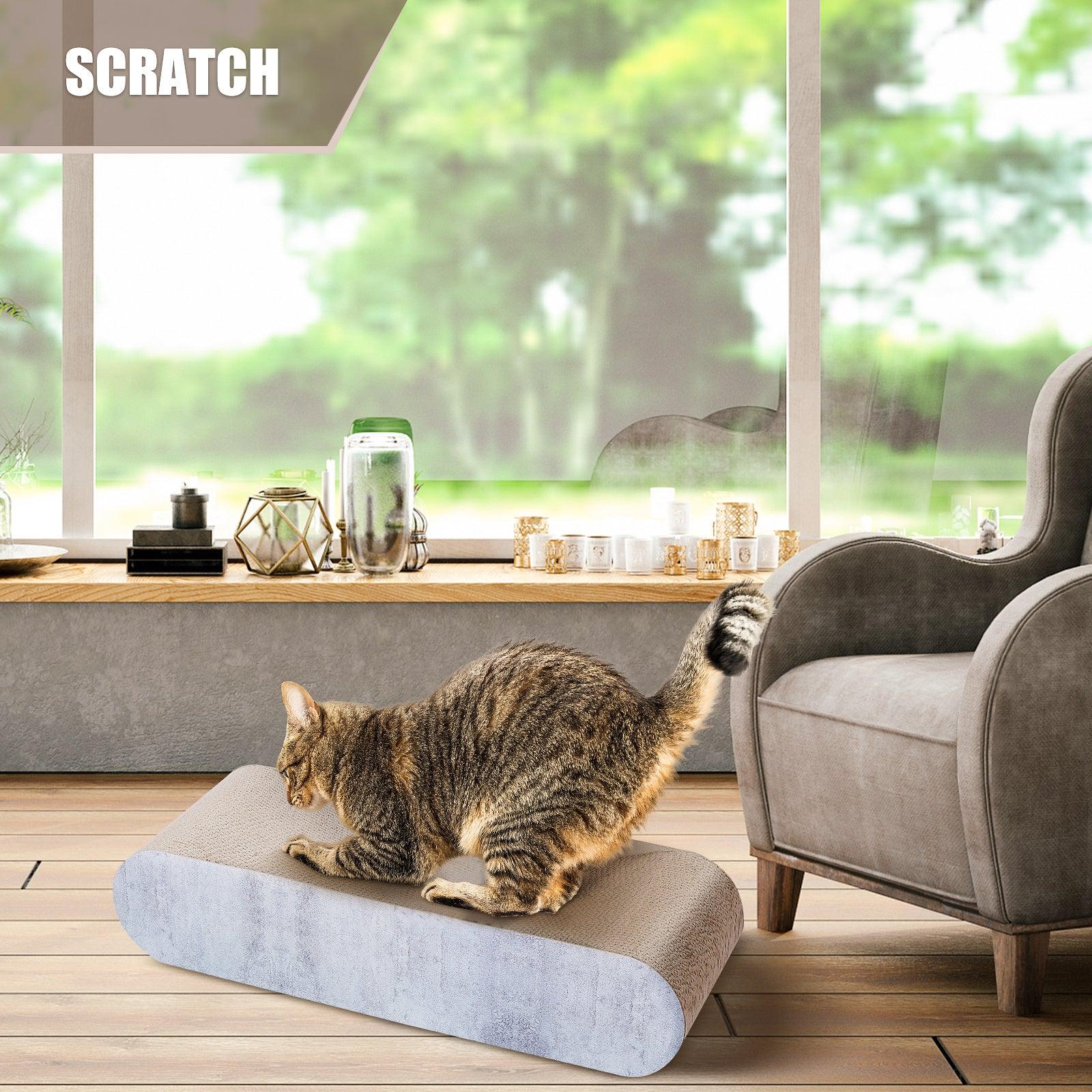 Premium Cat Scratcher Lounge Bed - Durable Bone-Shaped Cardboard Scratching Pad for Cats | Recyclable & Reversible Furniture Protector | Grey Pet Accessory for Home, Office & Playtime