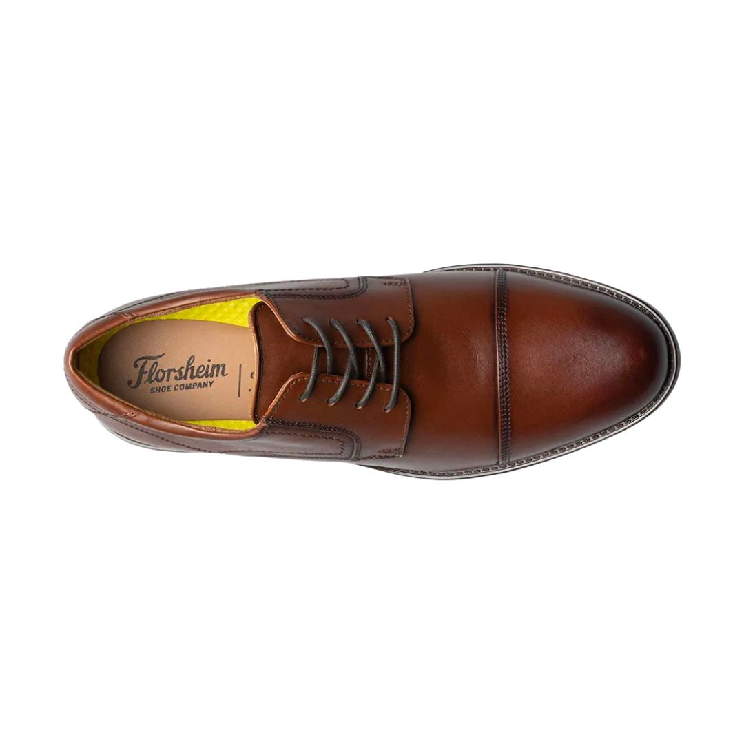 Florsheim Midtown Cap Toe Oxford Dress Shoes in Cognac - Medium & Wide Widths for Men - Perfect for Business, Office & Formal Occasions