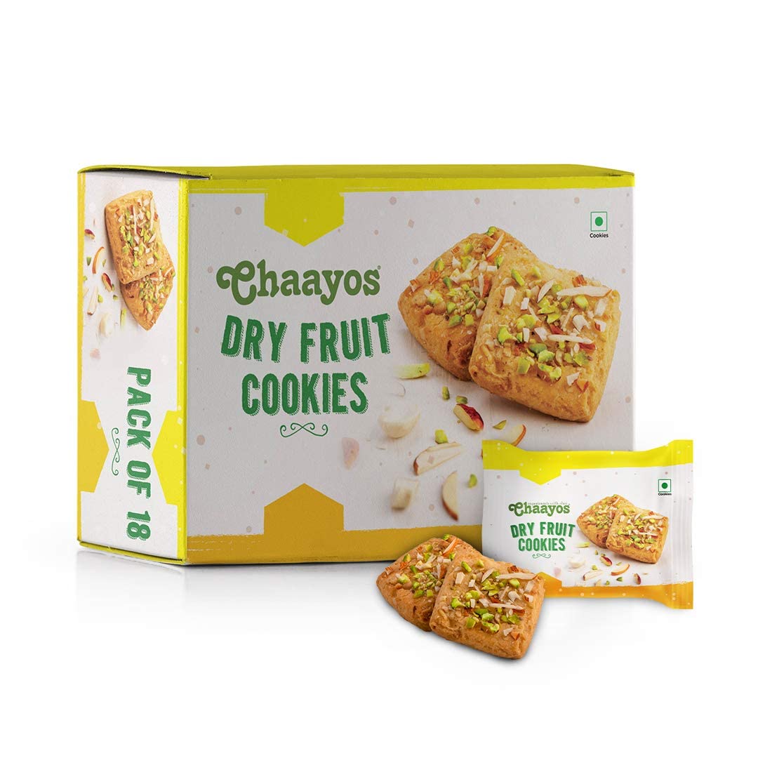 Premium Dry Fruit Cookies - Cashew Almond Pistachio Filled - 450g (18 Packs) | Healthy Snacks for Tea Time, Office, Gifting & Family Sharing | BBRATS Chaayos Chai Time Snacks | Gift Hamper & Pack