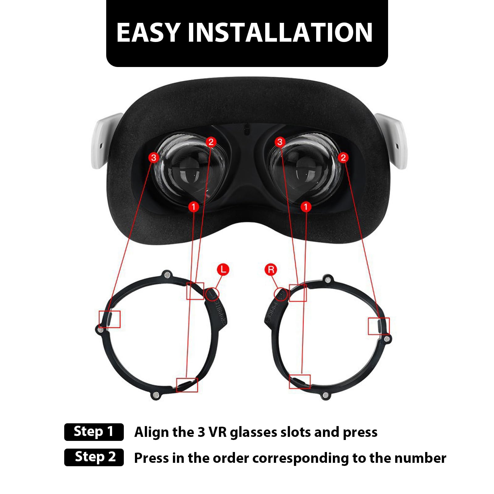 OD&OS Prescription Glasses Lenses Insert for Oculus Quest 2 VR Headset - Custom Frame & Lens Combo (SPH:-4.50 Right Eye) - Perfect for VR Gaming, Watching Movies & Virtual Reality Experiences