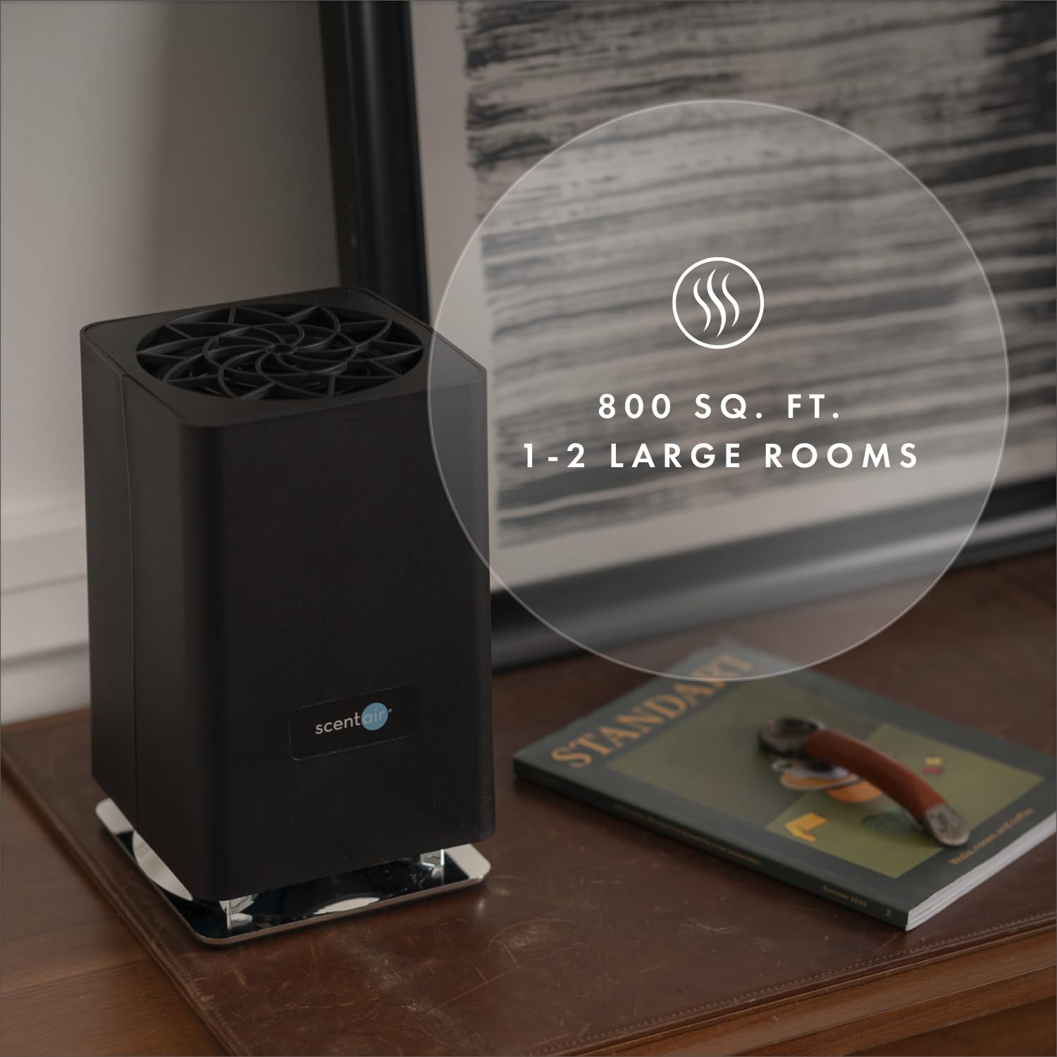 Whisper Home Aroma Diffuser - 800 Sq. Ft Essential Oil Diffuser with WiFi, Bluetooth & Smart Home Compatibility (Works with Alexa & Google) - Black | Perfect for Bedroom, Living Room & Office Relaxation