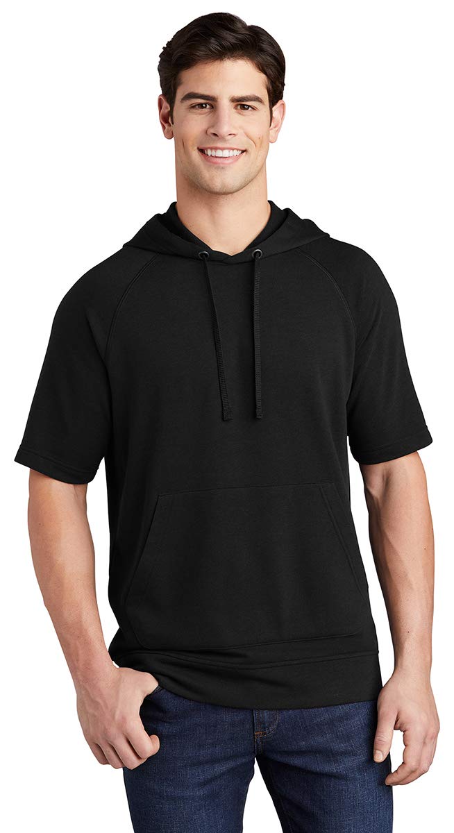 SPORT-TEK PosiCharge Tri-Blend Wicking Fleece Hooded Pullover - Moisture-Wicking Short Sleeve Performance Hoodie for Running, Gym & Outdoor Activities
