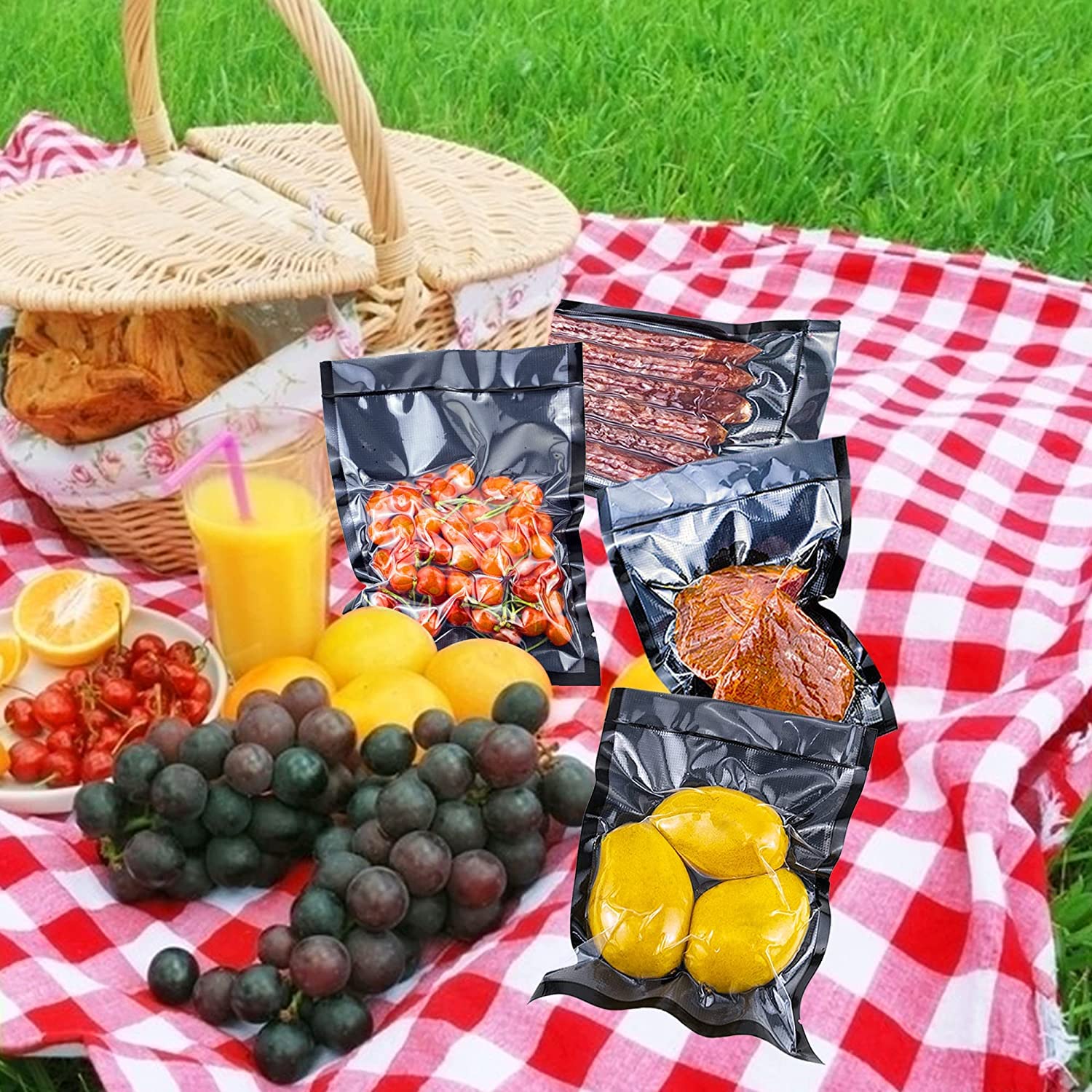 CANLENPK 4x8 Inch (10x20cm) Heavy Duty Vacuum Sealer Bags - 100 Pack Commercial Grade Food Storage Bags for Meal Prep, Snacks, Fruits & Nuts | Freezer, Boil & Steam Safe | Perfect for Sous Vide, Freezing & Pantry Organization