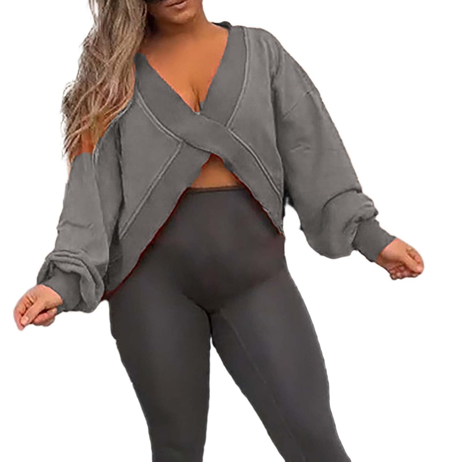 Women's Oversized Fall Sweatshirts - Cozy V-Neck Pullover Long Sleeve Shirts with Slit & Slouchy Funnel Neck | Casual Loungewear for Autumn, Perfect for Coffee Dates & Weekend Relaxation
