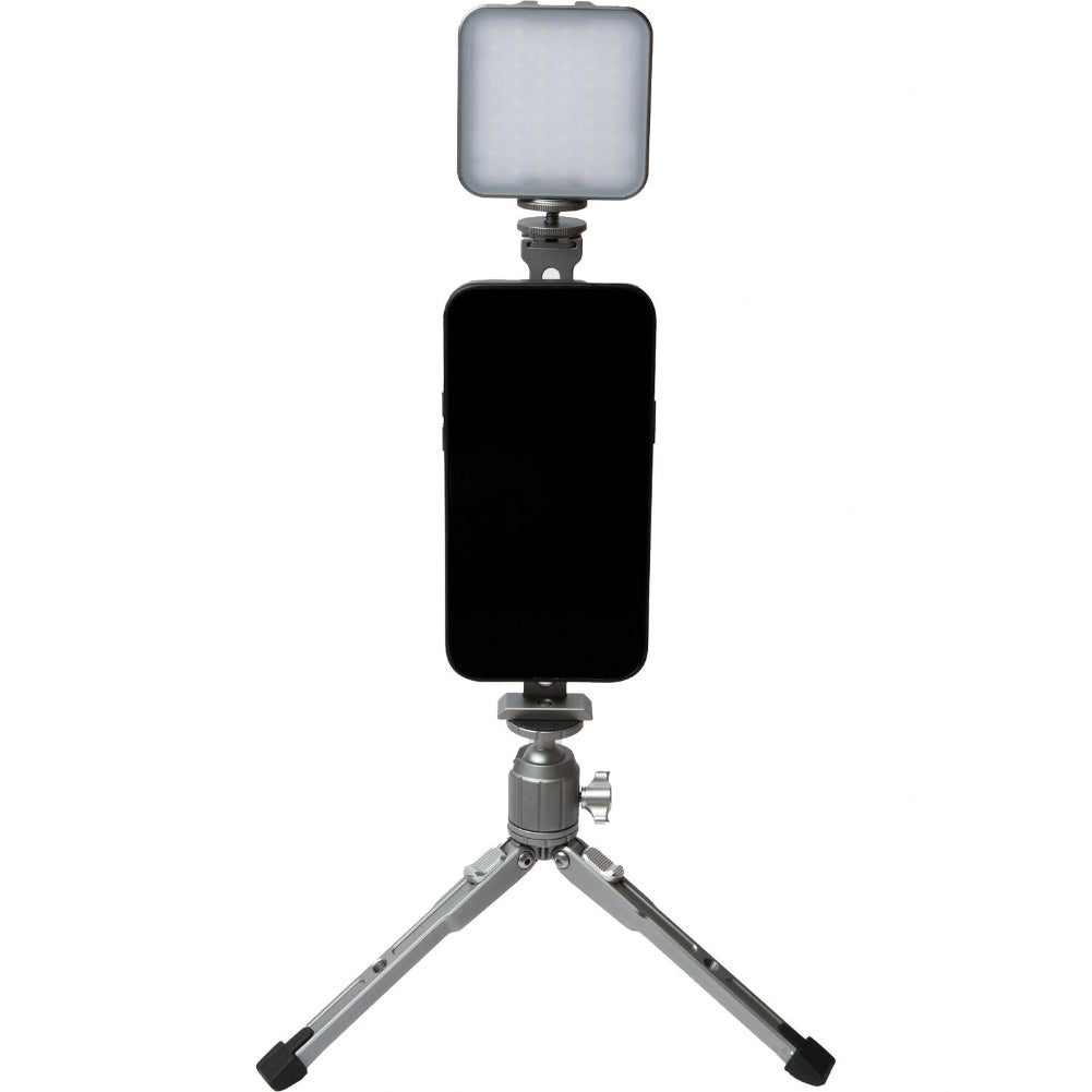 Explorer MX KIT Magnetic Phone Tripod Mount - Compatible with MagSafe iPhones, Includes Adjustable Tabletop Tripod & LED Light for Vlogging, Live Streaming, and Content Creation
