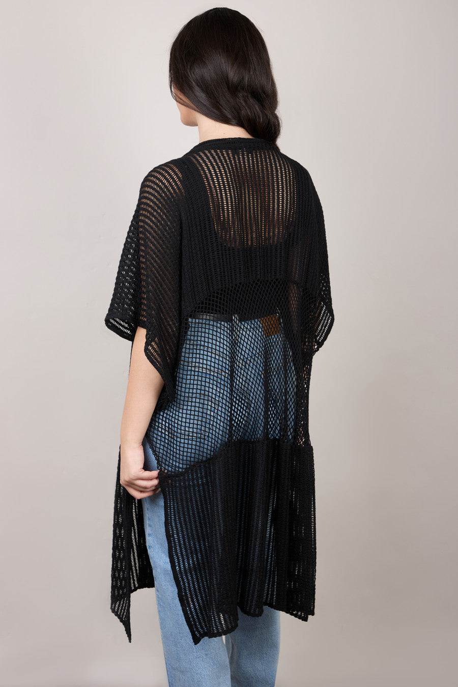 Stylish Open Knit Cover Up - Mixed Media Beachwear for Women | Perfect for Beach, Pool, and Summer Outings