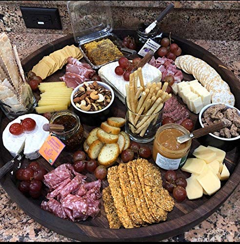 Premium Walnut Wood Charcuterie Board Set - Rustic Cheese Platter & Serving Tray for Entertaining, Wine Pairing, and Charcuterie Displays - Perfect for Parties, Weddings, and Gourmet Cheese Presentation