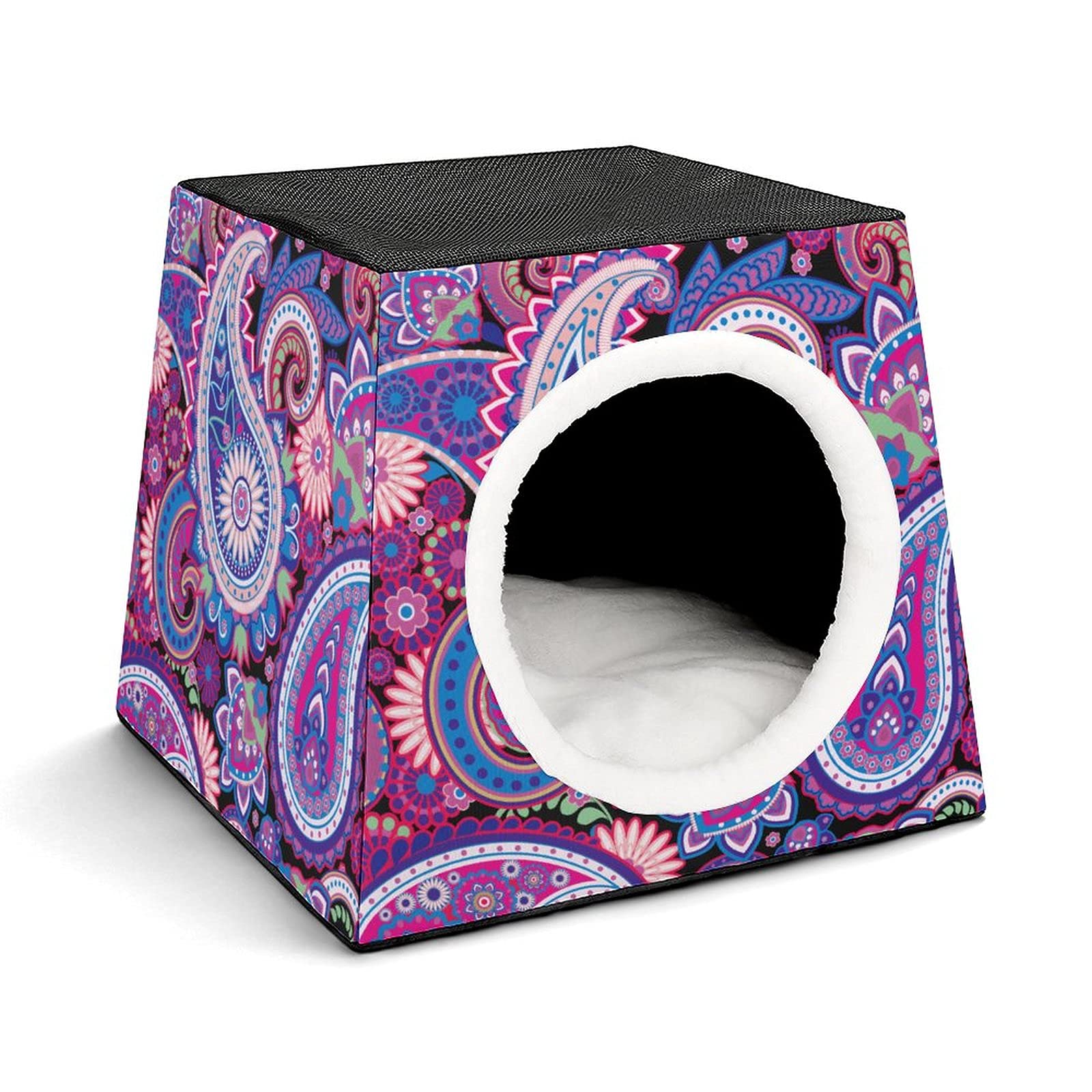 Cozy Pink Paisley Space Capsule Pet Bed - Warm Cave Design for Cats & Small Dogs | Indoor & Outdoor Use | Perfect for Lounging, Napping & Cuddling