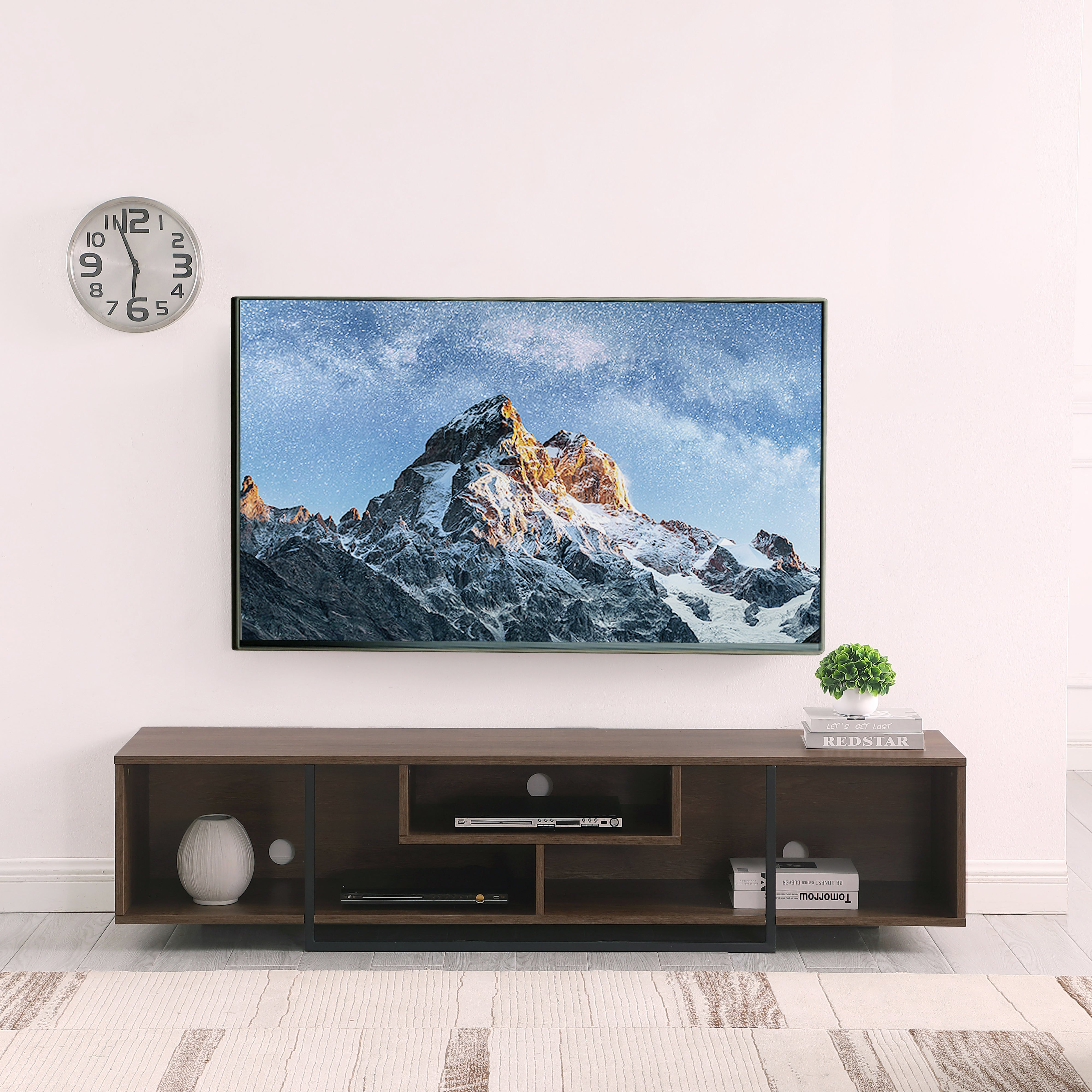 Tauris™ Vader 1800 Dark Oak Open Style Entertainment Unit TV Cabinet - Modern Media Console for Living Room Home Theater Setup