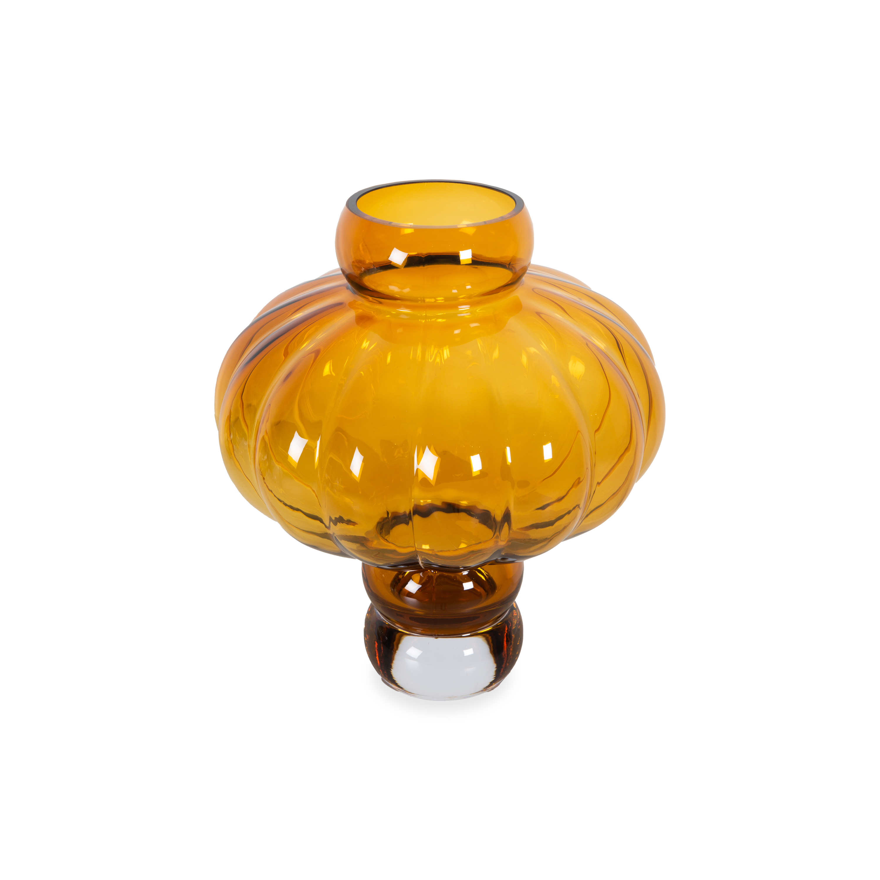 Amber Glass Balloon Vase - Elegant Floral Centerpiece for Weddings, Home Decor & Special Occasions