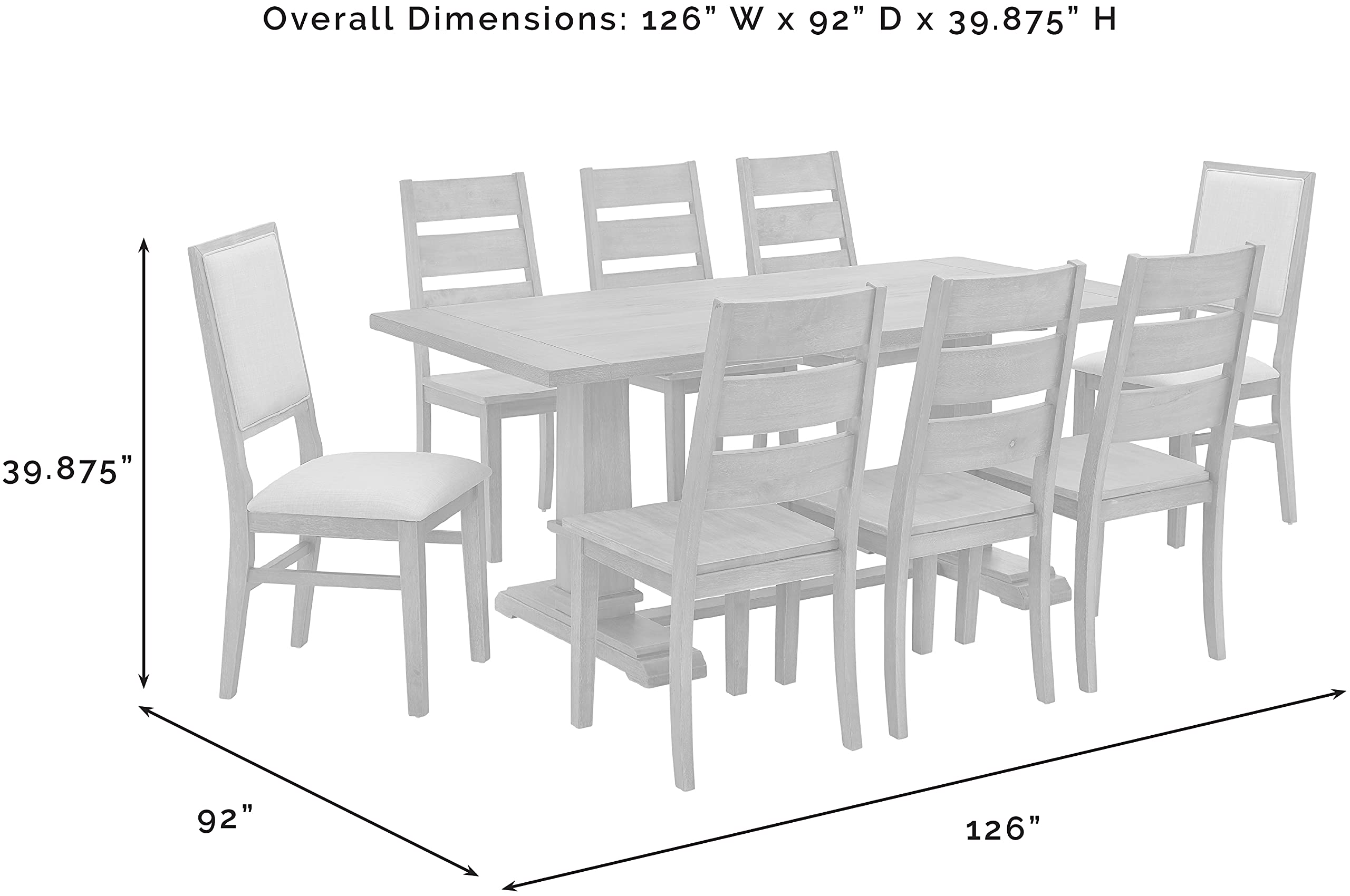 Modern Farmhouse Dining Table Set for 8 - 9-Piece Rustic Brown/Creme Dining Room Furniture with 6 Ladderback & 2 Upholstered Chairs | Perfect for Family Gatherings, Dinner Parties & Farmhouse-Style Home Decor