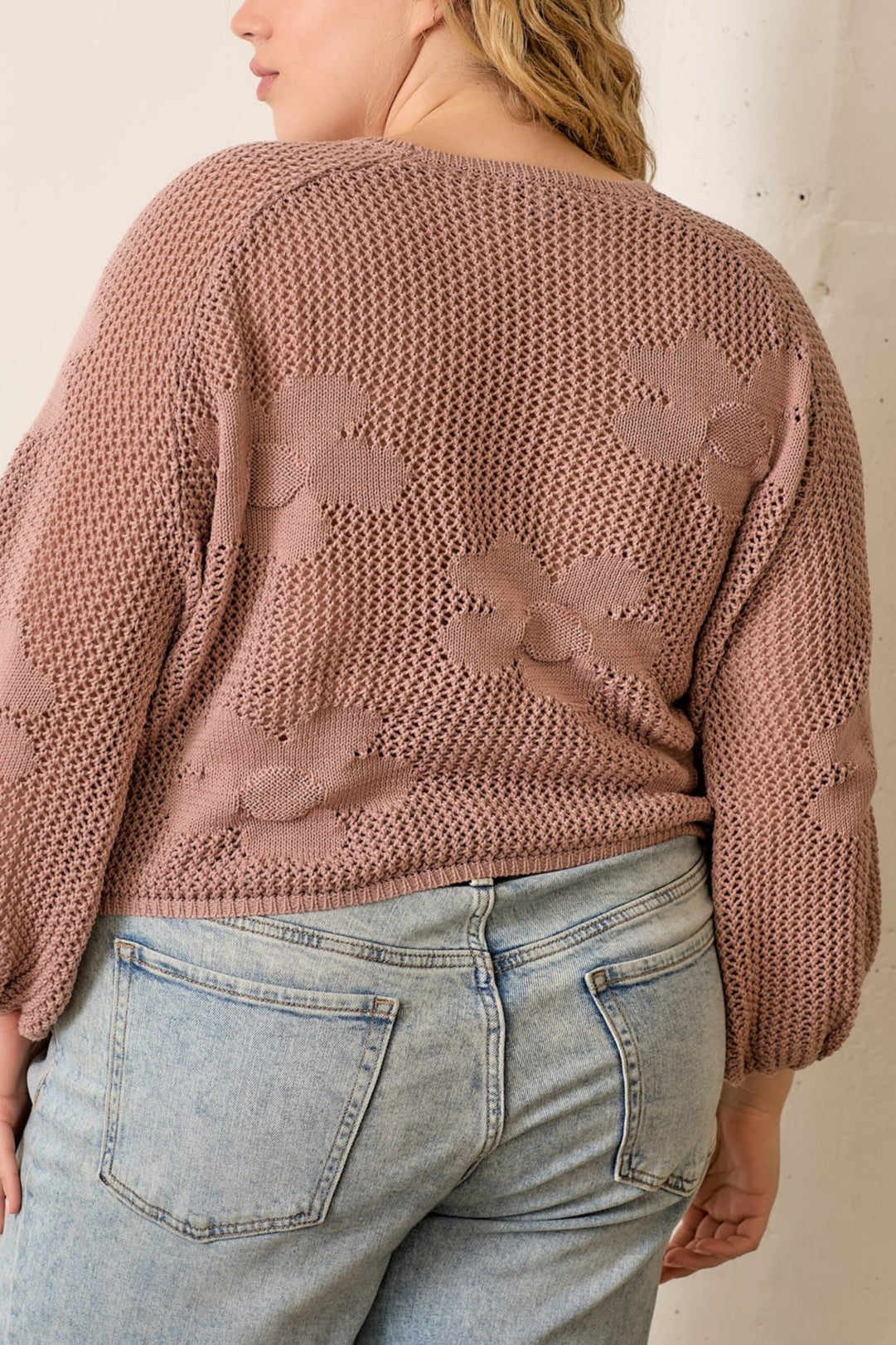 Floral Fishnet Knit Top Women's Mauve Lace Blouse - Perfect for Date Night, Party & Boho Fashion Outfits