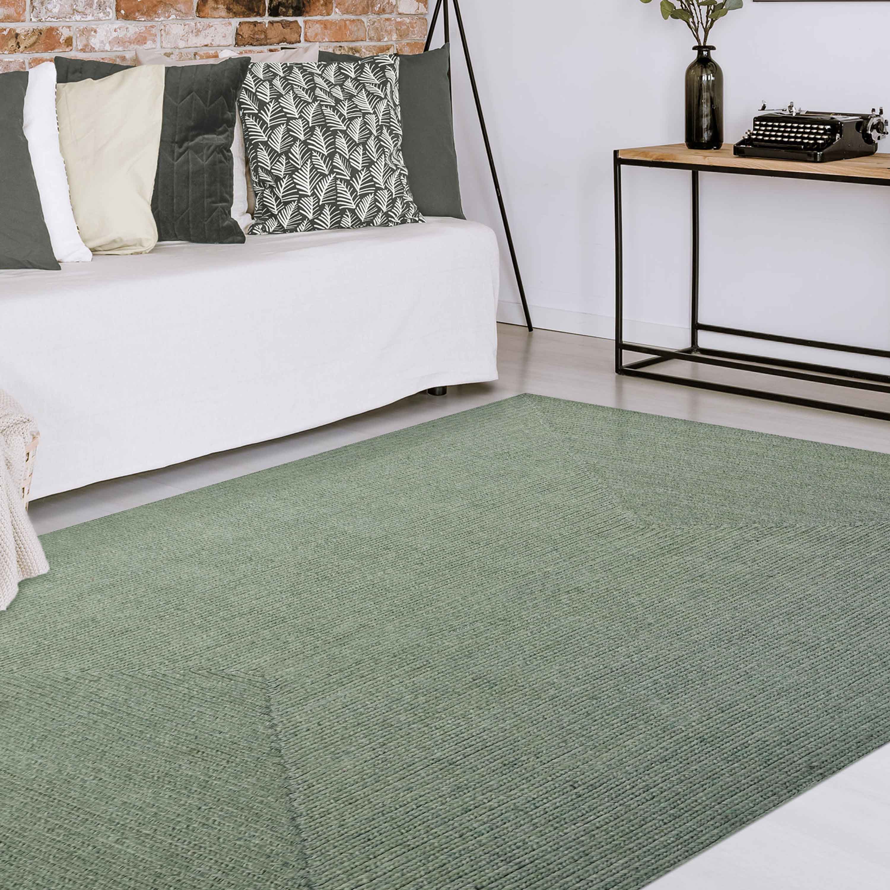 Bohemian Rectangle Braided Area Rug - Non-Slip Indoor Outdoor Rug for Living Room, Bedroom, Patio - Soft Woven Jute Natural Fiber Floor Mat for Home Decor