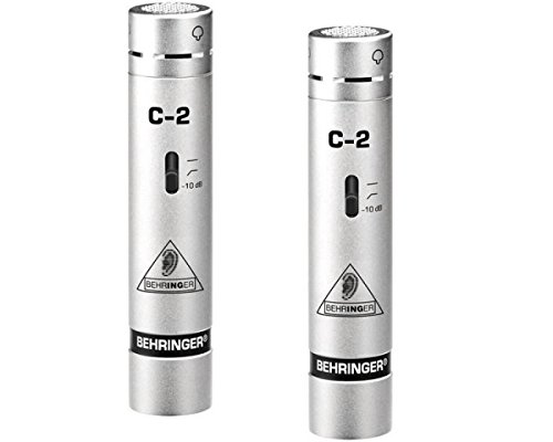 Behringer C-2 Matched Pair Studio Condenser Microphones for Podcasting, Voice Over & Music Recording - Professional Cardioid XLR Mics with Shock Mount & Case