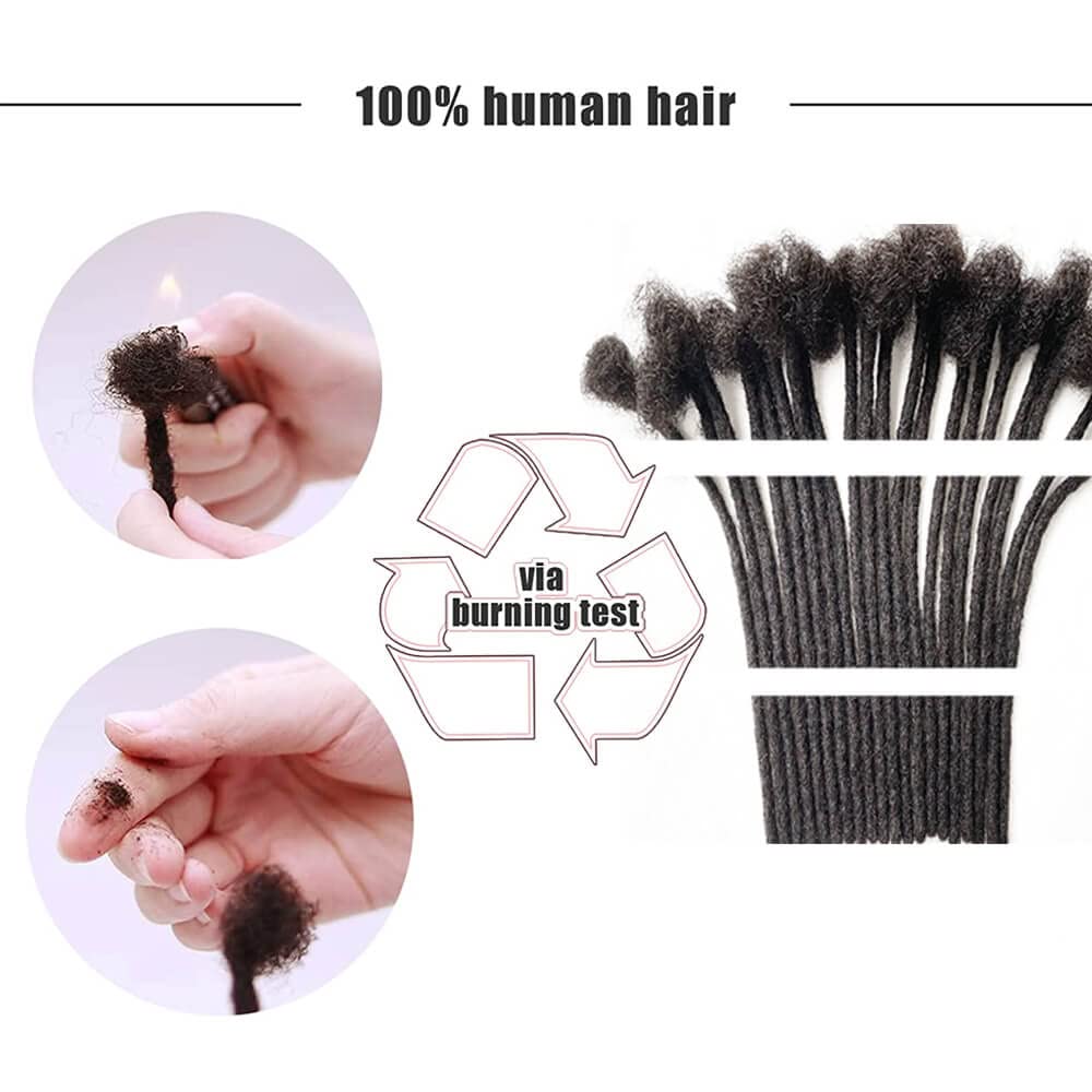 Premium Human Hair Dreadlock Extensions - 30 Strands Handmade Permanent Locs for Women & Men (8 Inch Length, 0.24 Inch Width) with Needle & Link Rings - Perfect for Protective Styles, Boho Looks & Natural Hairstyles