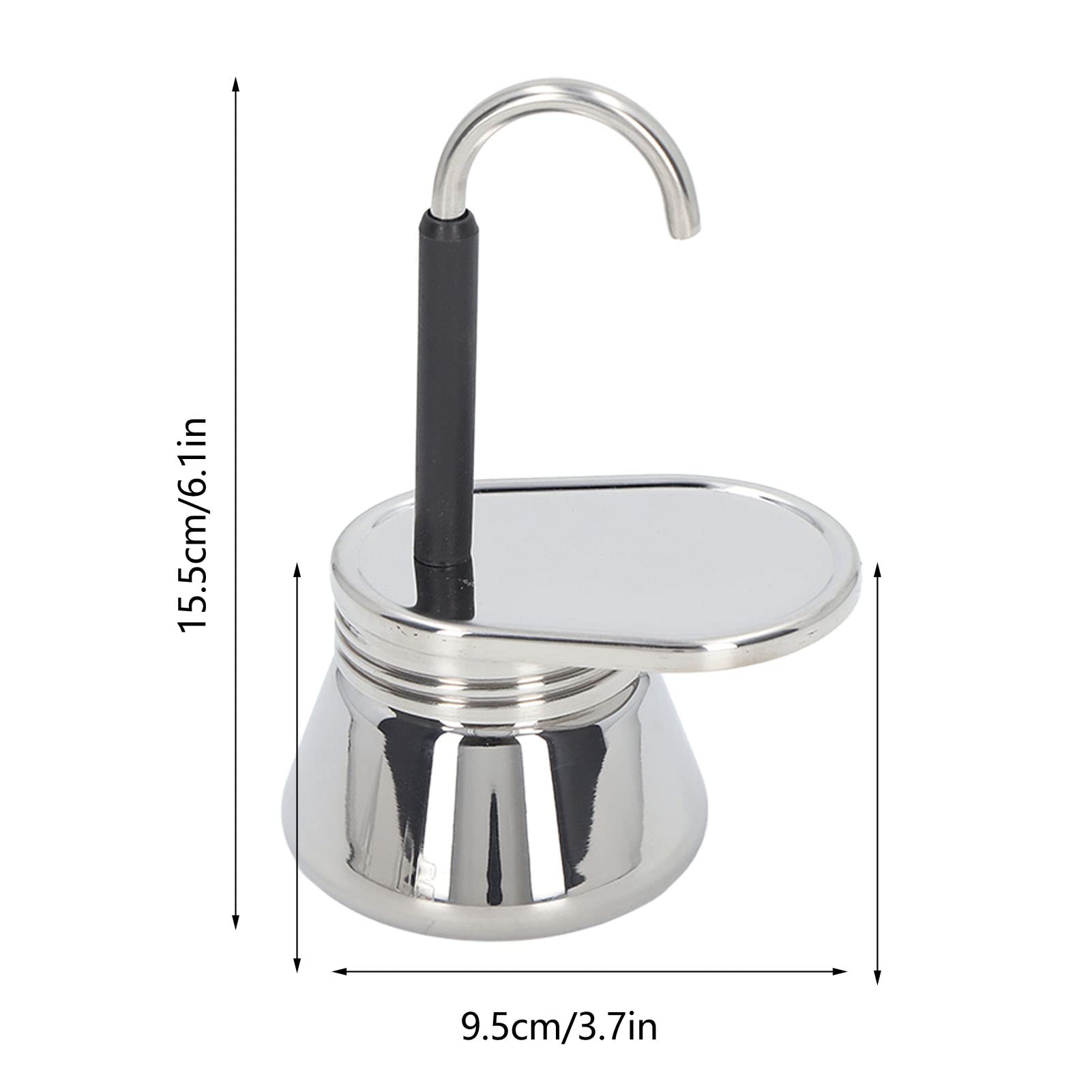 Stainless Steel Single Spout Moka Pot - 3-Cup Espresso Maker for Stovetop - Portable & Lightweight Coffee Maker for Home, Camping & Outdoor Use (15.5x9.5cm) - Perfect for Italian Coffee, Travel & Gifts