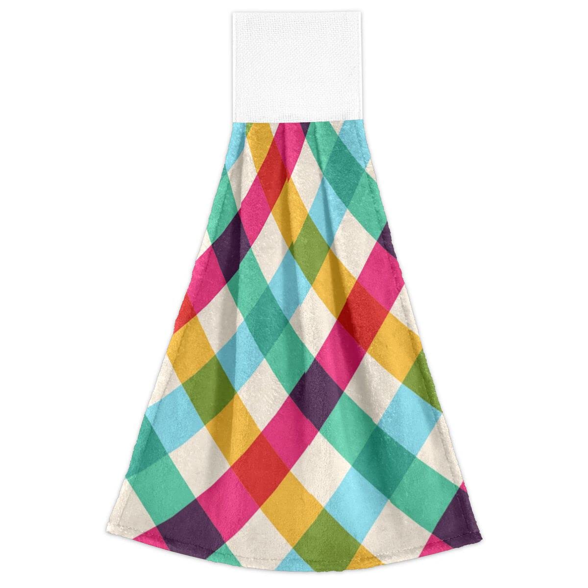 Giwawa Mid-Century Modern Geometric Pattern Yellow & Teal Hand Towel - Super Soft, Absorbent, Reusable - Perfect for Kitchen, Bathroom, Bar & Tea Towel - Washable Decorative Cloth for Home Decor