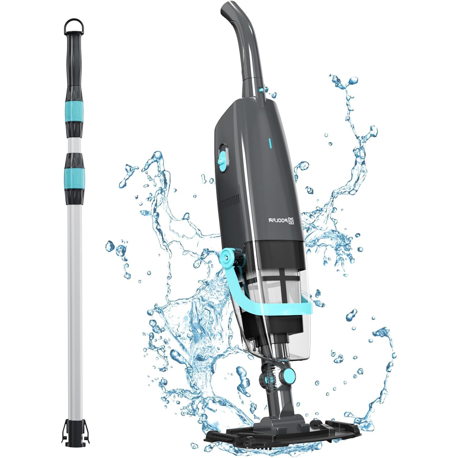 Rechargeable Cordless Pool Vacuum Cleaner - 16 Gal/Min Powerful Suction for Above Ground Pools, Hot Tubs & Spas - 60 Min Runtime Underwater Cleaning - Ideal for Leaves, Dirt & Debris Removal - Perfect for Backyard, Vacation Homes & Swimming Pool Maintenance (Black)