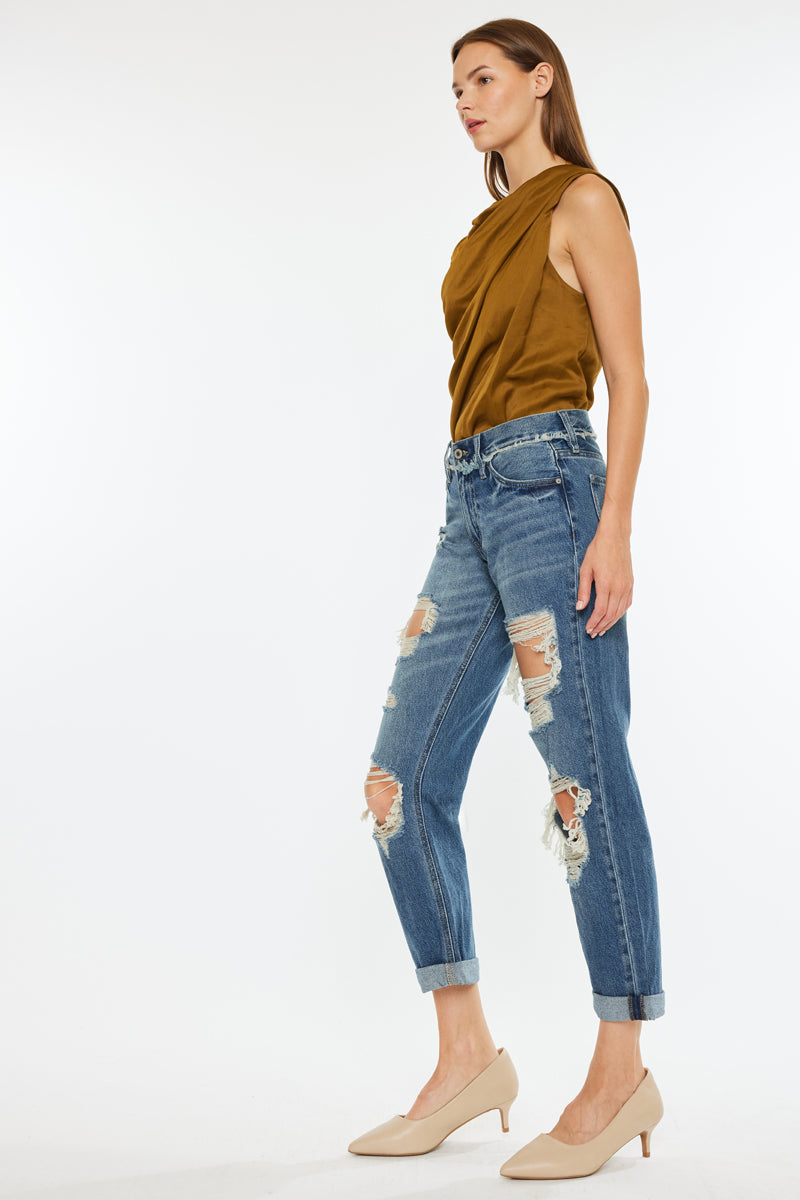 Janelle Mid Rise Boyfriend Jeans - Women's Relaxed Fit Denim Pants for Casual Wear | Perfect for Everyday Outfits, Weekend Errands & Coffee Dates