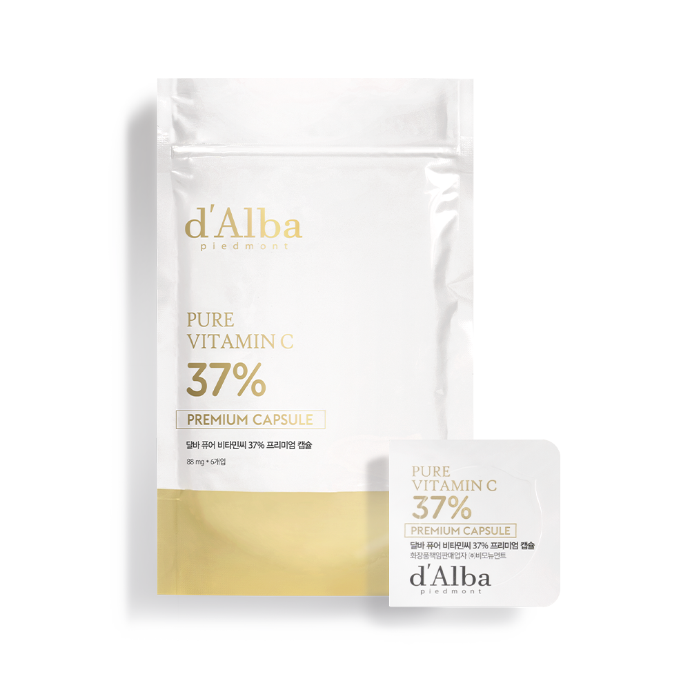 d'Alba Pure Vitamin C 37% Premium Capsule 88mg (6 Count) - Brightening & Anti-Aging Skincare for Daily Glow