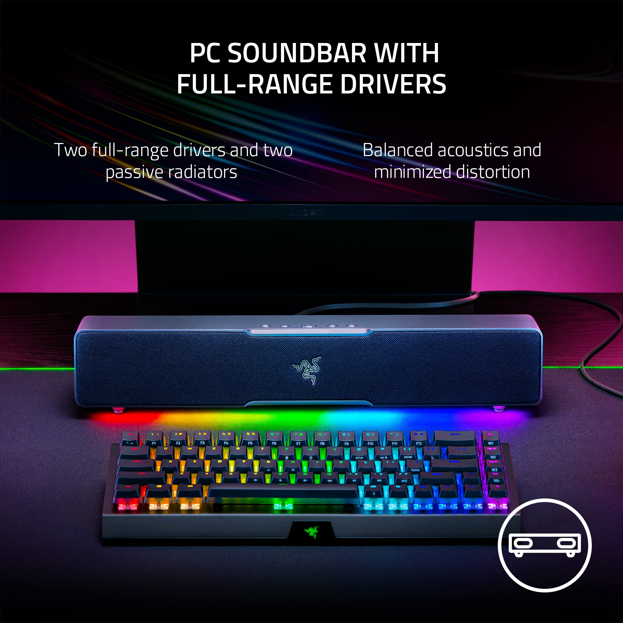 Razer Leviathan V2 X PC Soundbar - Compact Chroma RGB Design, Bluetooth 5.0, Wireless Control Pod, Advanced Audio Control for Nommo V2 & Leviathan V2 Speakers - Perfect for Gaming, Movies, and Home Office Setup