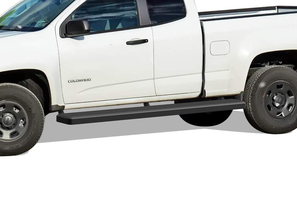 APS 5-Inch Wheel-to-Wheel Running Boards | Compatible with 2015-2025 Chevy Colorado & GMC Canyon Extended Cab 6ft Bed | Nerf Bars Side Steps for Off-Road & Daily Driving Protection
