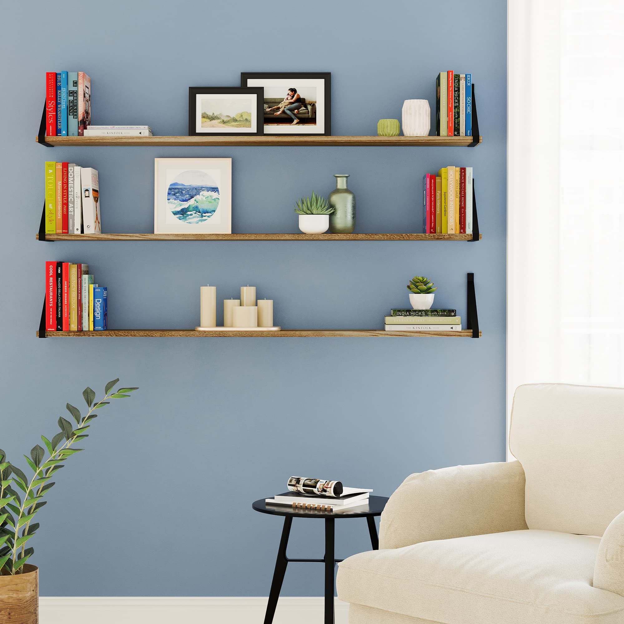 Wallniture Bora Long Floating Shelves - Set of 3 (48