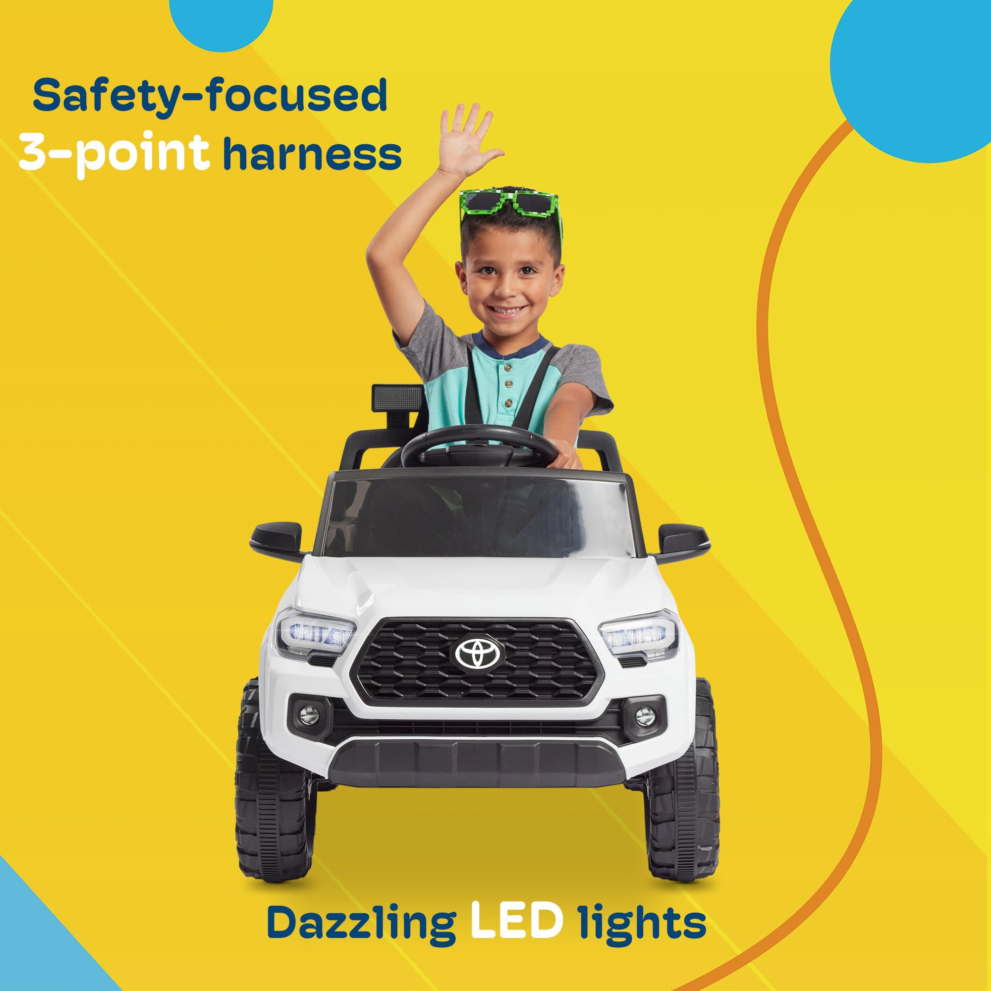 Kidzone 12V Ride on Truck - Licensed Toyota Tacoma Electric Car for Kids with Remote Control, 3 Speed Settings, MP3 Player, Horn & LED Lights | Battery-Powered Toy Vehicle with Suspension System - Green | Perfect for Outdoor Play, Birthday Gifts & Toddler Pretend Driving
