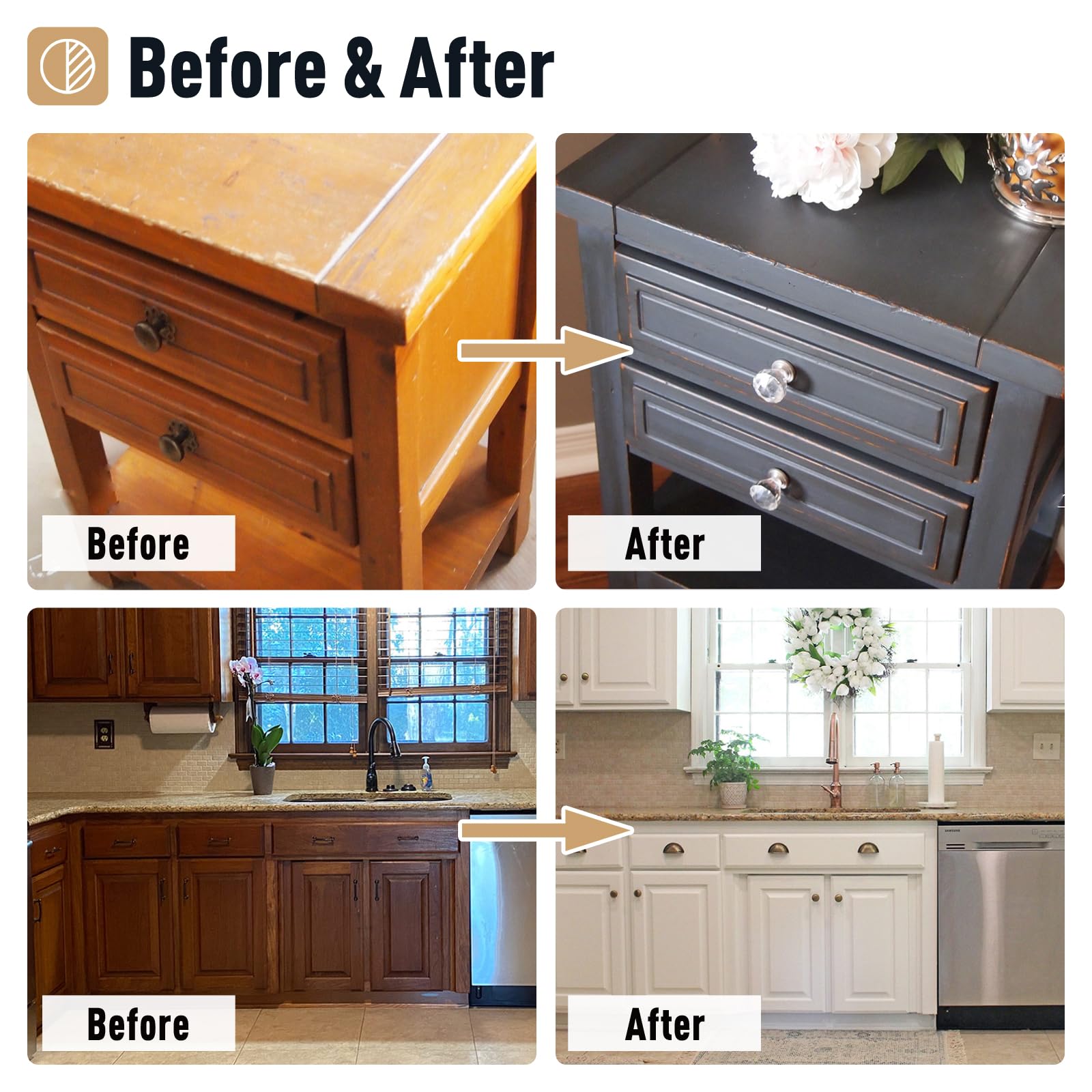 DWIL Cabinet Paint All Match - 32 OZ White | Waterproof, No Sanding, Low Odor Cabinet Paint | Kitchen & Bathroom Cabinet Makeover Kit | Perfect for DIY Home Renovation & Furniture Refinishing Projects