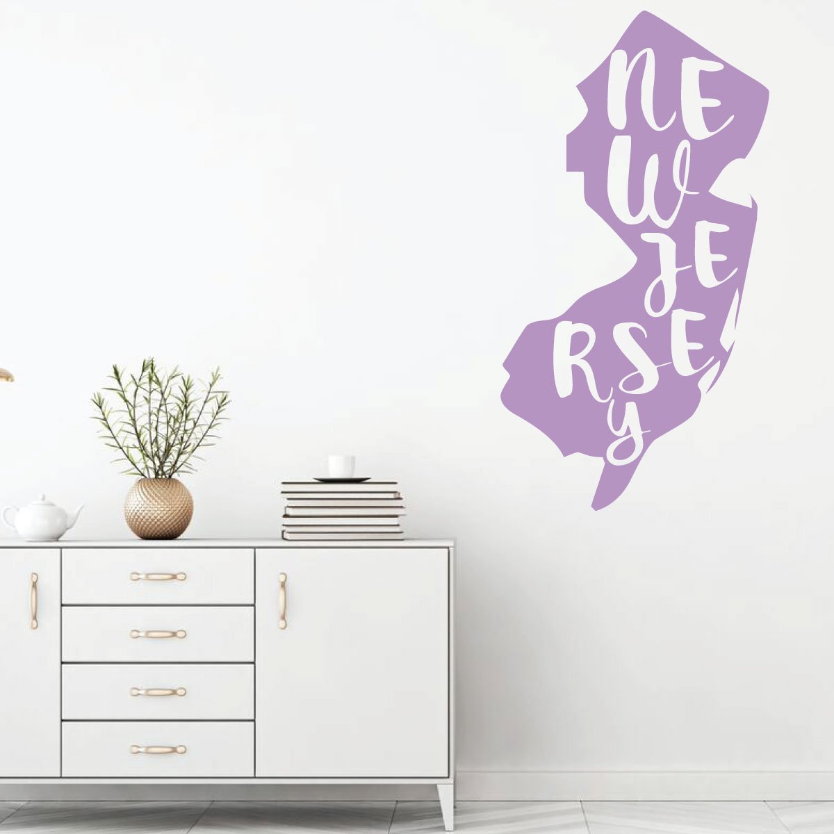 New Jersey State Silhouette Wall Decal - Premium Vinyl Art Sticker for Home Decor, Living Room & Bedroom - Perfect for Nursery, Office or Dorm Room Wall Decoration
