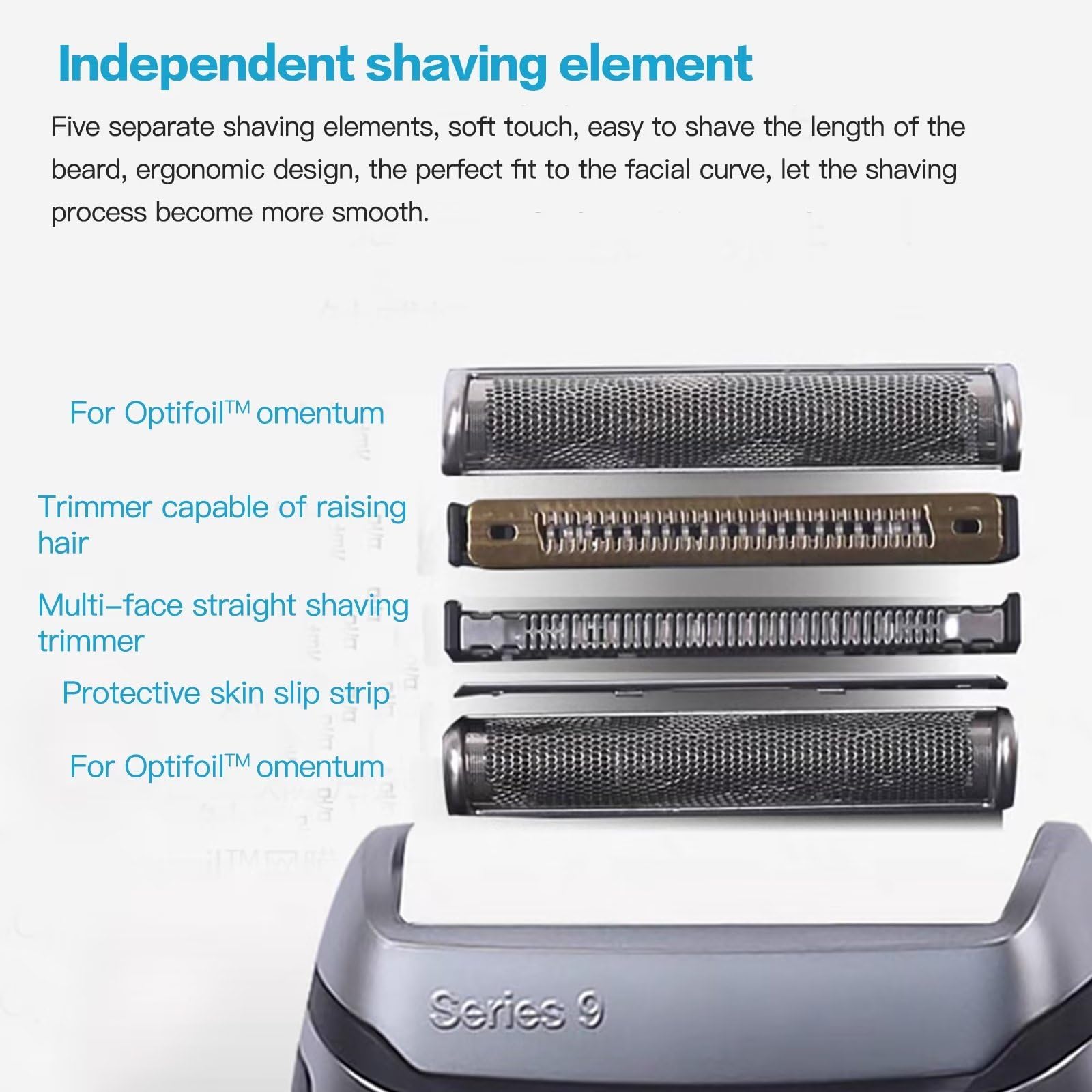 WELURE Replacement Shaver Head for Braun Series 9 92S/92M Men's Electric Razor - Silver | Compatible with Braun 9290cc, 9295cc, 9293s, 9291s | Perfect for Travel & Daily Shaving