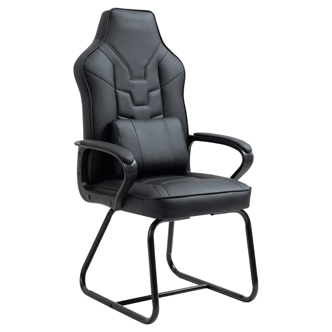 Premium Bonded Leather Executive Office Chair - High Back Ergonomic Conference & Reception Guest Chair with Armrests, Solid Metal Frame - Perfect for Home Office, Gaming & Professional Workspaces - Black