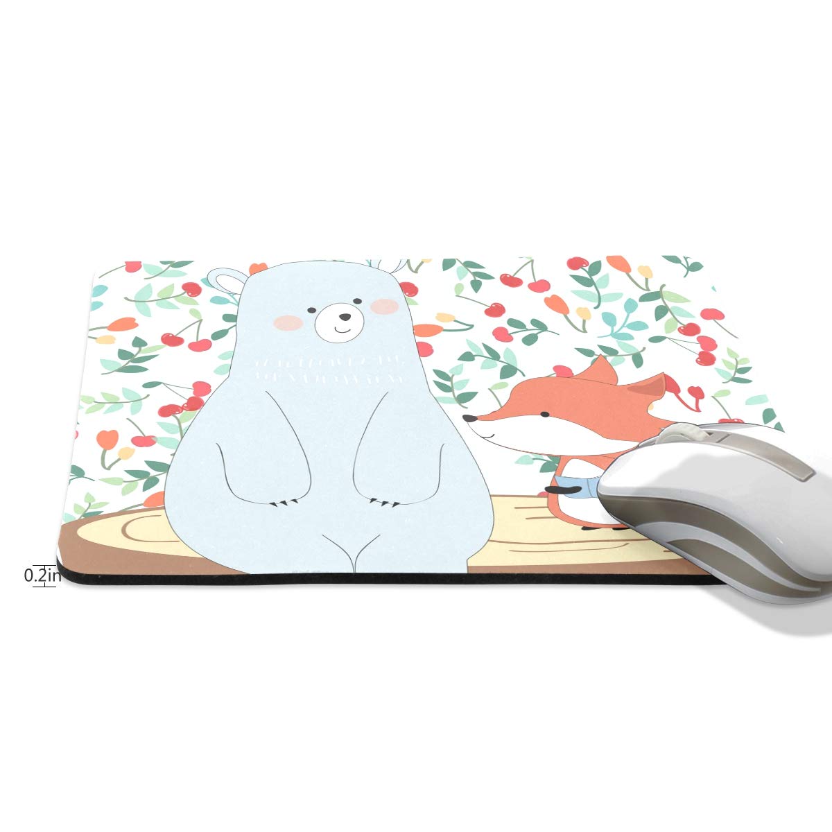 Premium Non-Slip Gaming Mouse Pad with Cute Bear Fox Design - 9.84