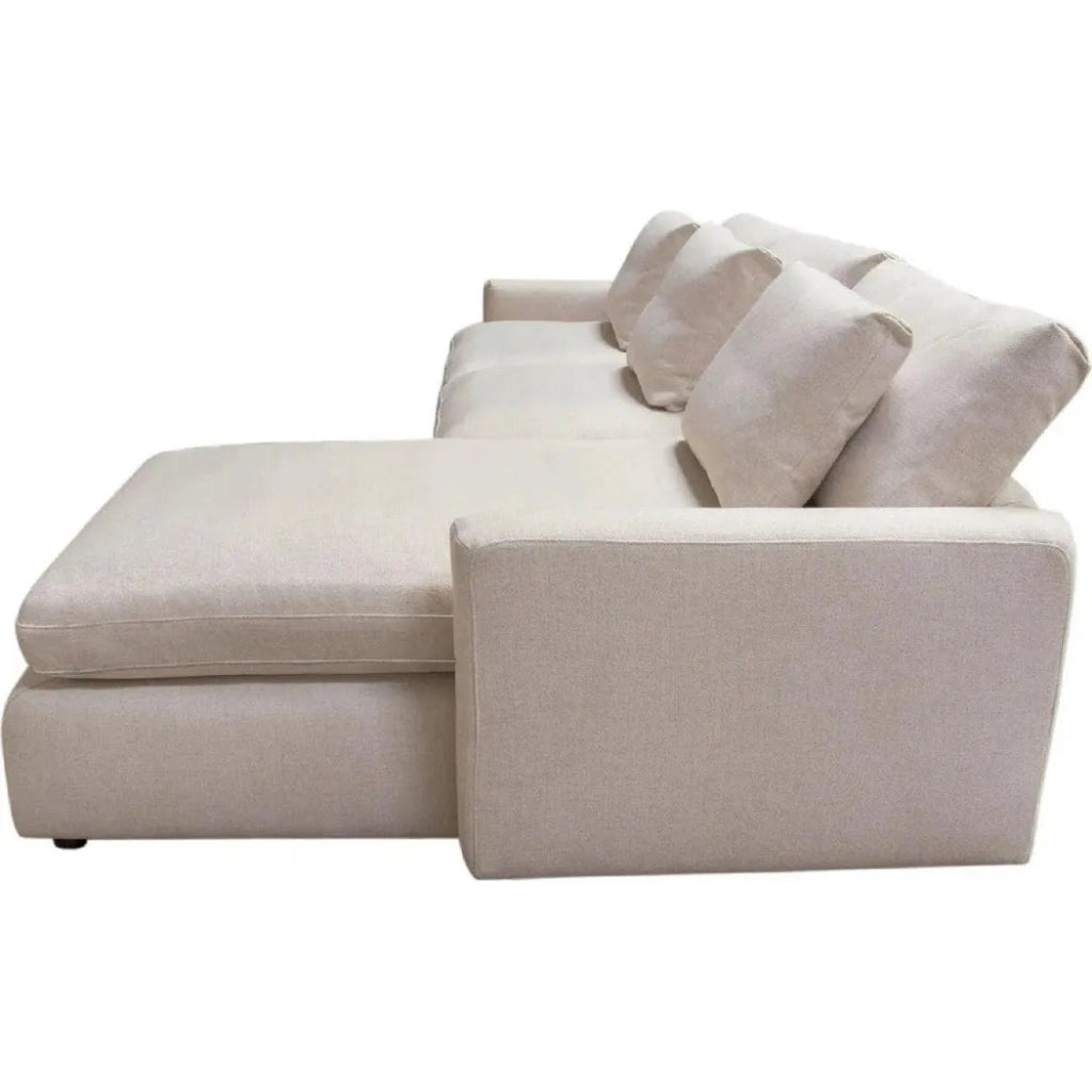 2-Piece Reversible Chaise Sectional Sofa in Cream - Modern L-Shaped Couch for Living Room, Lounge & Family Room - Soft Fabric Upholstery with Reversible Chaise Design
