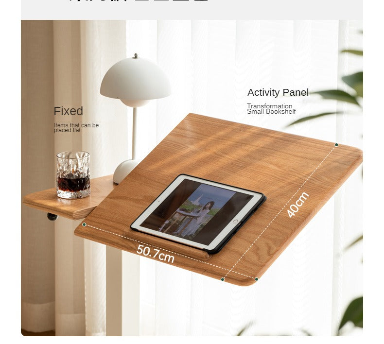 Solid Oak Wood Adjustable Height Folding Desk - Portable Home Office Workstation for Small Spaces, Dorm Rooms & Remote Work