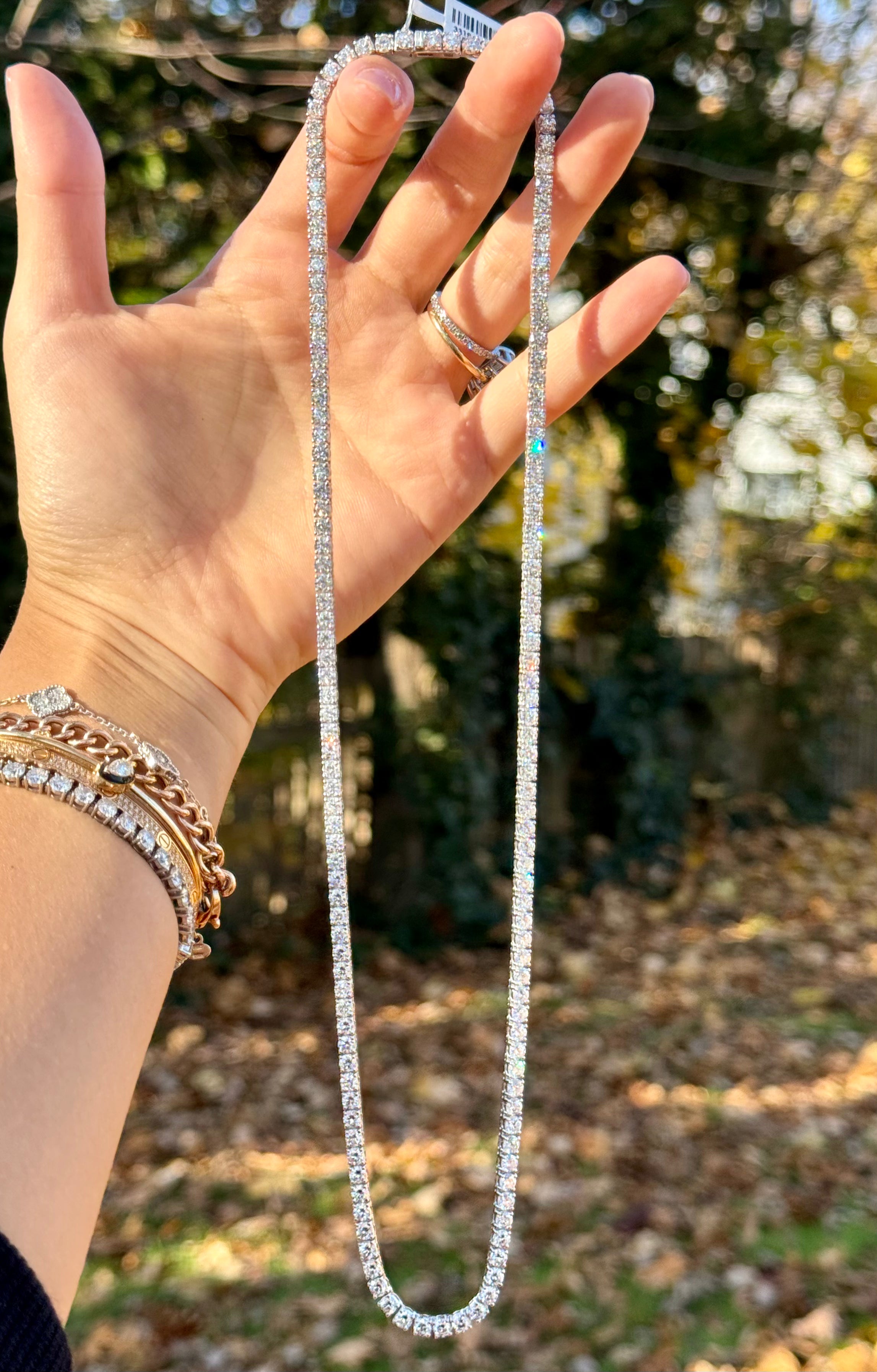21.68ct Lab-Created Diamond Tennis Necklace - EF Color VVS/VS Clarity, 21 Inches, Elegant Jewelry for Weddings, Parties & Special Occasions