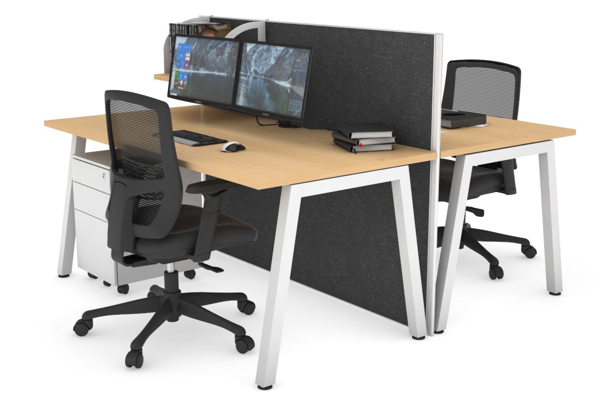 Horizon Quadro 2-Person Office Workstation Bench with A-Legs - 1400mm x 800mm Dimensions, Cable Management Scallop - Perfect for Collaborative Workspaces & Shared Office Desks