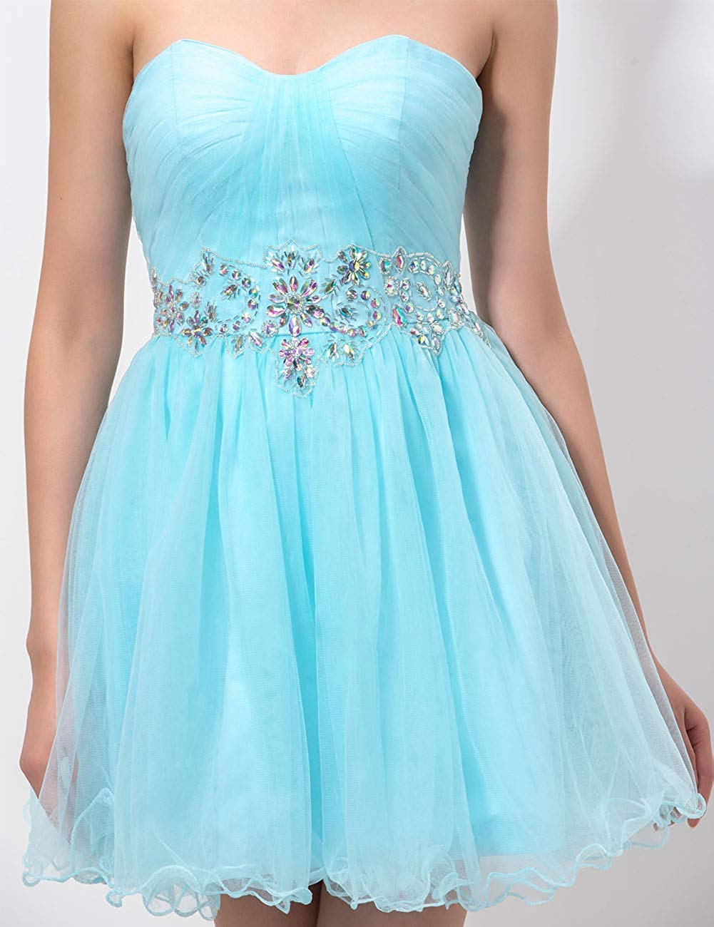 Elegant Beaded Strapless Sweetheart Prom Dress for Women - Short Homecoming Party Dress in Blue | Perfect for Prom, Homecoming, Cocktail Parties & Special Occasions