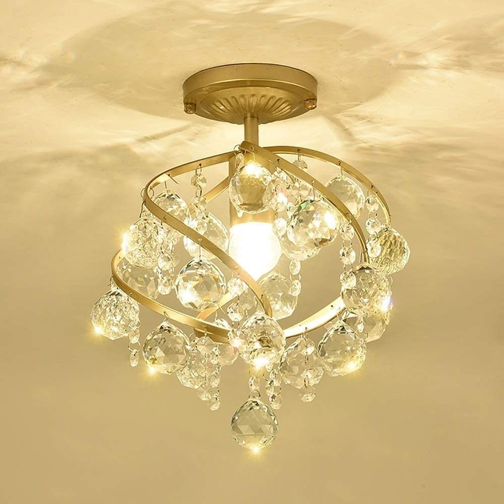 Nordic Style Iron Crystal Ceiling Lamp - E27 LED Chandelier for Hallway, Corridor & Aisle Lighting | Energy Saving Modern Home Decor for Living Room, Bedroom & Dining Area