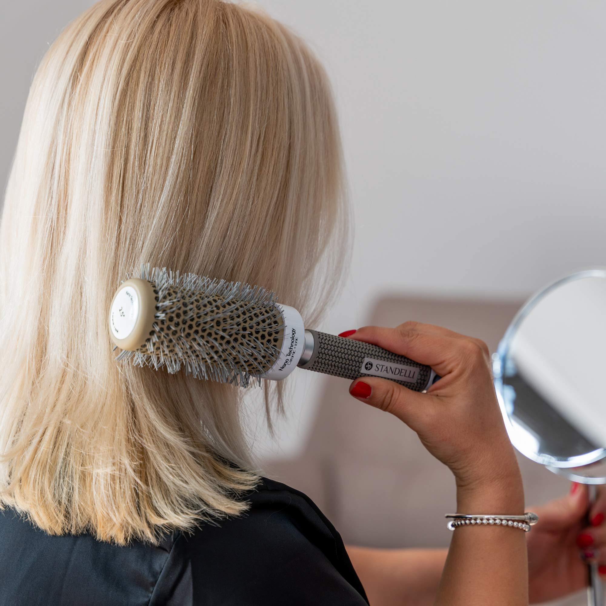 **STANDELLI 32mm Small Round Hair Brush - Nano Ceramic Ionic Blow Dry Thermal Brush for Short Hair - Professional Styling & Curling Brush, Anti-Static - Perfect for Daily Blowouts, Smoothing & Volume**
