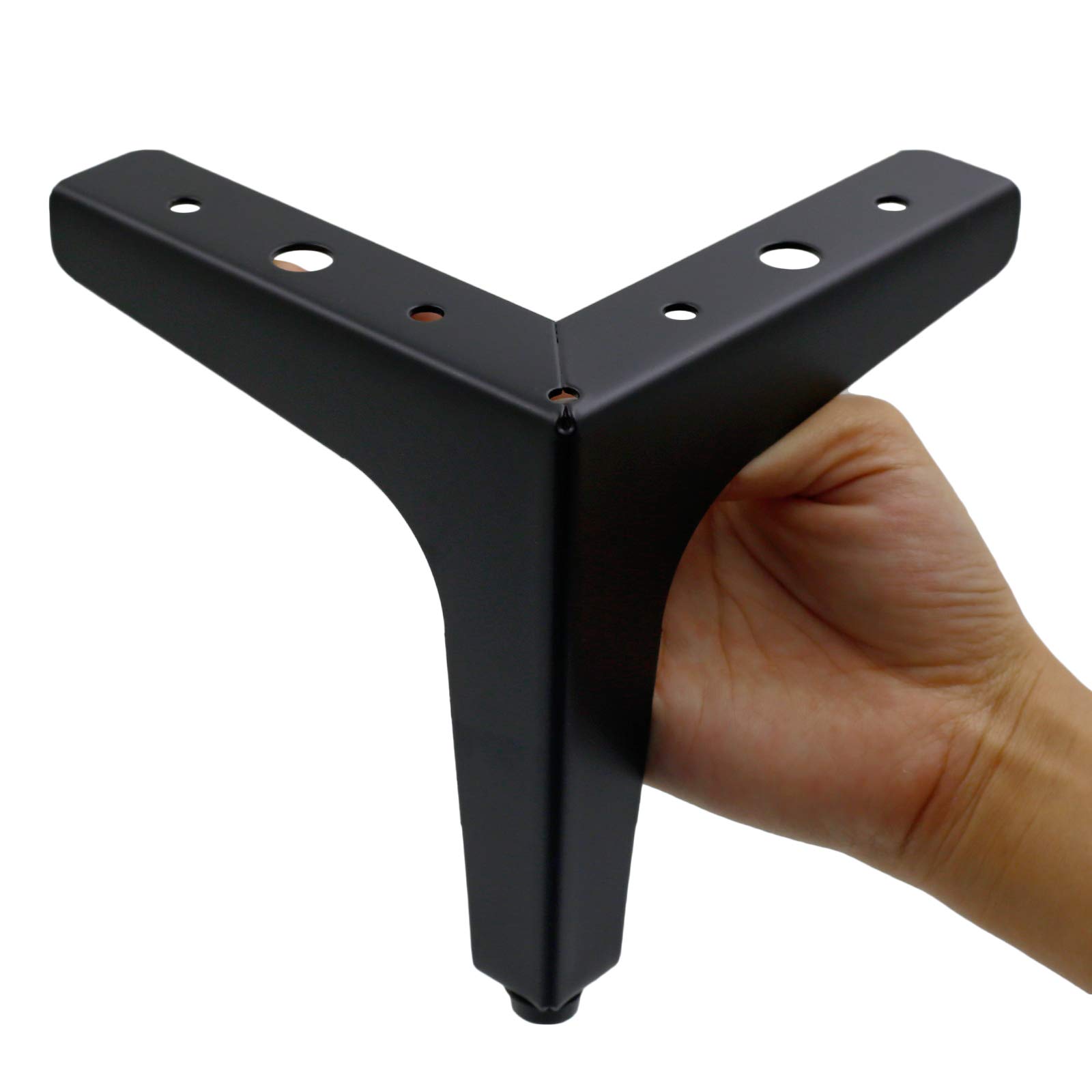 4 Pack 5 Inch Modern Triangle Metal Furniture Legs - Matte Black Sofa Legs for Cabinet, Table, Cupboard & Couch - Perfect for Home Office & Living Room Furniture Upgrade