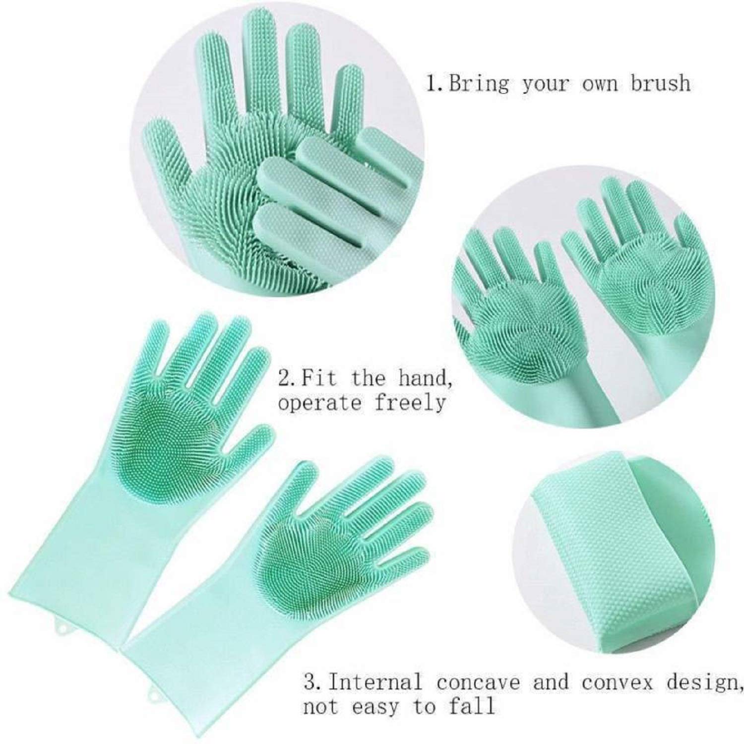 JM SELLER Silicone Cleaning Scrubber Gloves - Heat Resistant & Non-Slip Kitchen Scrubber for Dishes, Pots, Pans, Vegetables - Multipurpose Cleaning Tool (Multicolor) - Perfect for Dishwashing, Grill Cleaning & Pet Grooming