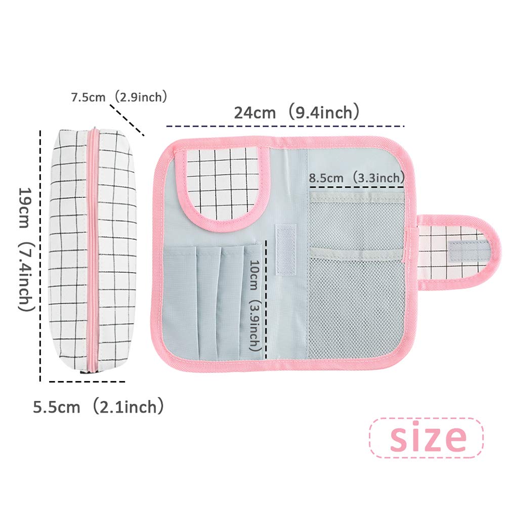 iSuperb Large Capacity Canvas Pencil Case - Removable Zippered Stationery Organizer & Makeup Pouch for Women (Pink) - Perfect for School, Office, Travel & Cosmetic Storage