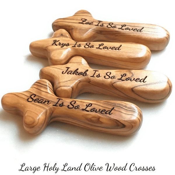 First Communion Prayer Cross - Engraved Holy Land Olive Wood Cross with Free Custom Personalization - Perfect for Baptism, Confirmation & Religious Gifts