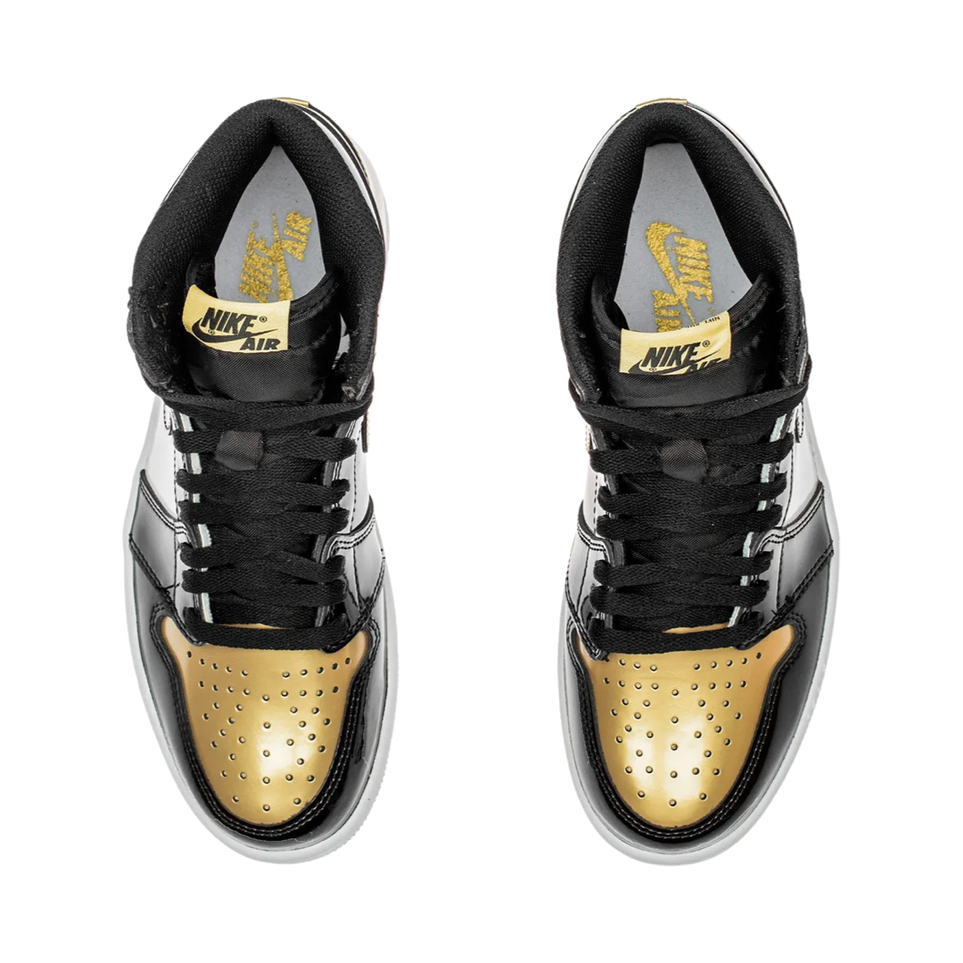 Air Jordan 1 High Retro OG NRG Gold Toe Sneakers - Black, Metallic Gold & Summit White Colorway - Perfect for Basketball, Streetwear & Sneaker Collectors