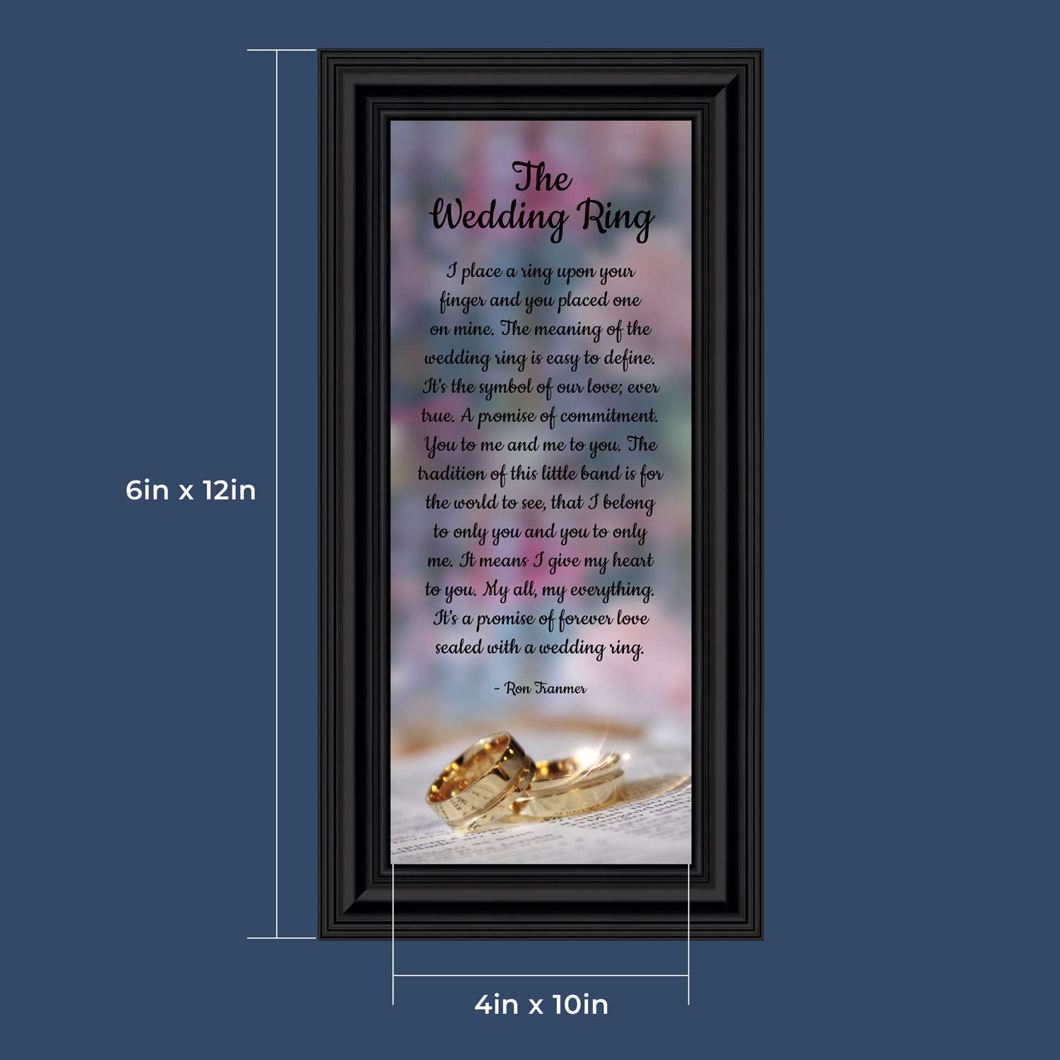 Crossroads Home Décor The Wedding Ring Picture Frame - Romantic Keepsake Gift for Couples, Anniversaries & True Love - Perfect for Wedding Photos, Bedroom Décor & Heartfelt Moments (7416B)