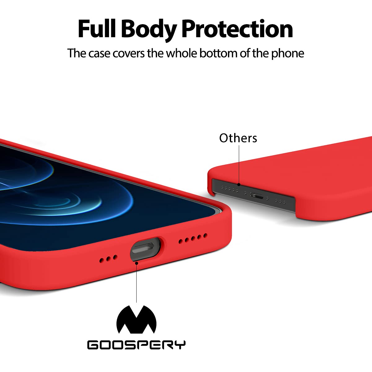 GOOSPERY Liquid Silicone Case for iPhone 12 Pro/iPhone 12 (6.1 Inch) - Ultra Soft Shockproof Protective Cover with Microfiber Lining | Slim Fit Full Body Protection | Perfect for Daily Use, Work & Travel (Red)
