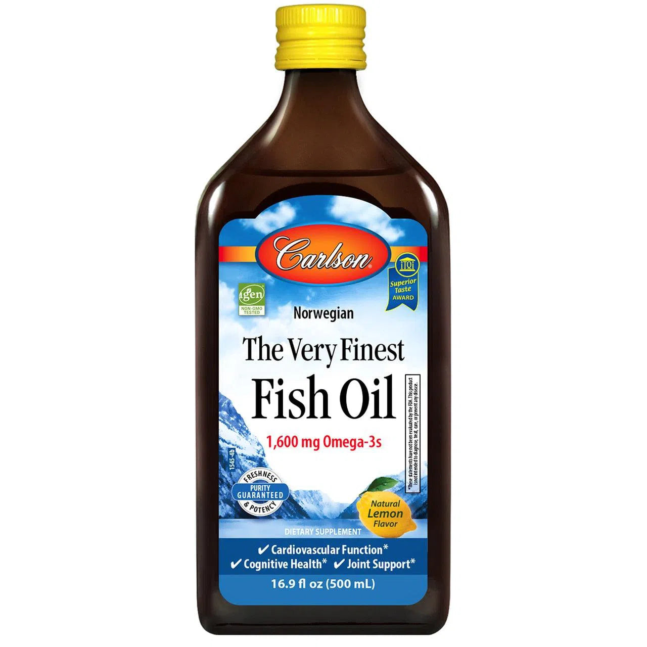 Carlson The Very Finest Fish Oil Liquid - Wild Caught Omega 3 Supplement for Heart, Brain & Joint Health - Lemon Flavor for Easy Consumption - Perfect for Daily Wellness & Active Lifestyle