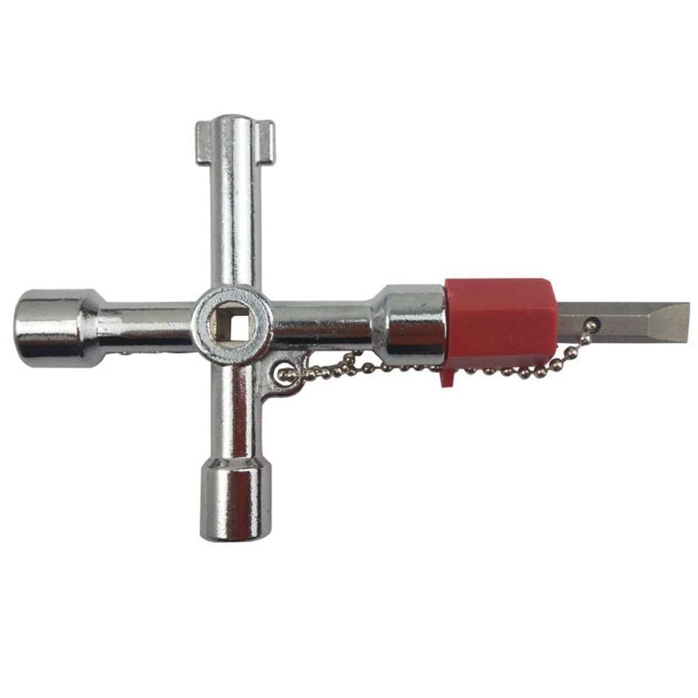 4 Way Universal Plumbers Key - Multi-Purpose Cross Key Tool for Plumbing, Electrical, Elevator & Cabinet Repair - Perfect for Train, Home & Industrial Use